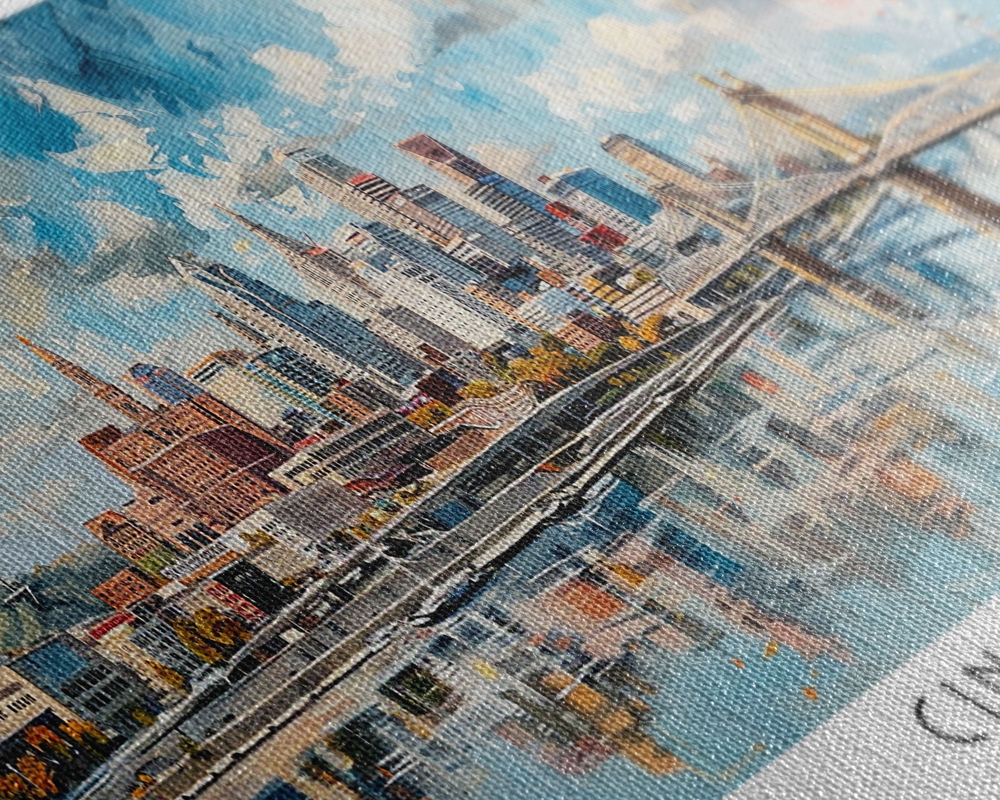 Cincinnati Ohio Panoramic Watercolor Painting Framed Canvas Print, Travel Poster Art, Urban Cityscape, Home Decor, Living Room Wall Art, Office Decoration, Gift for Ohioans