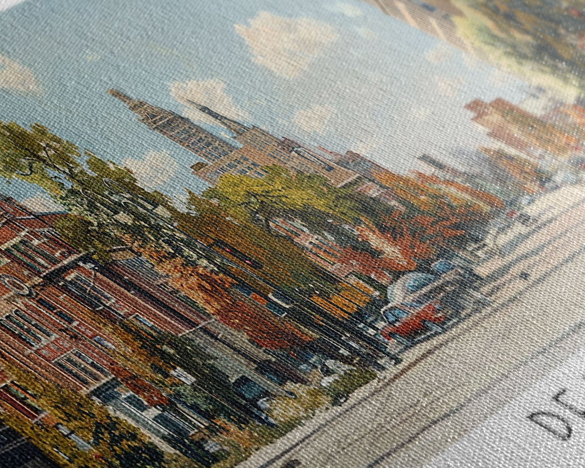Dearborn Michigan Panoramic Watercolor Painting, Scenic Framed Canvas Print, Urban Wall Art for Living Room, Travel Decor, City Print, Gift Idea