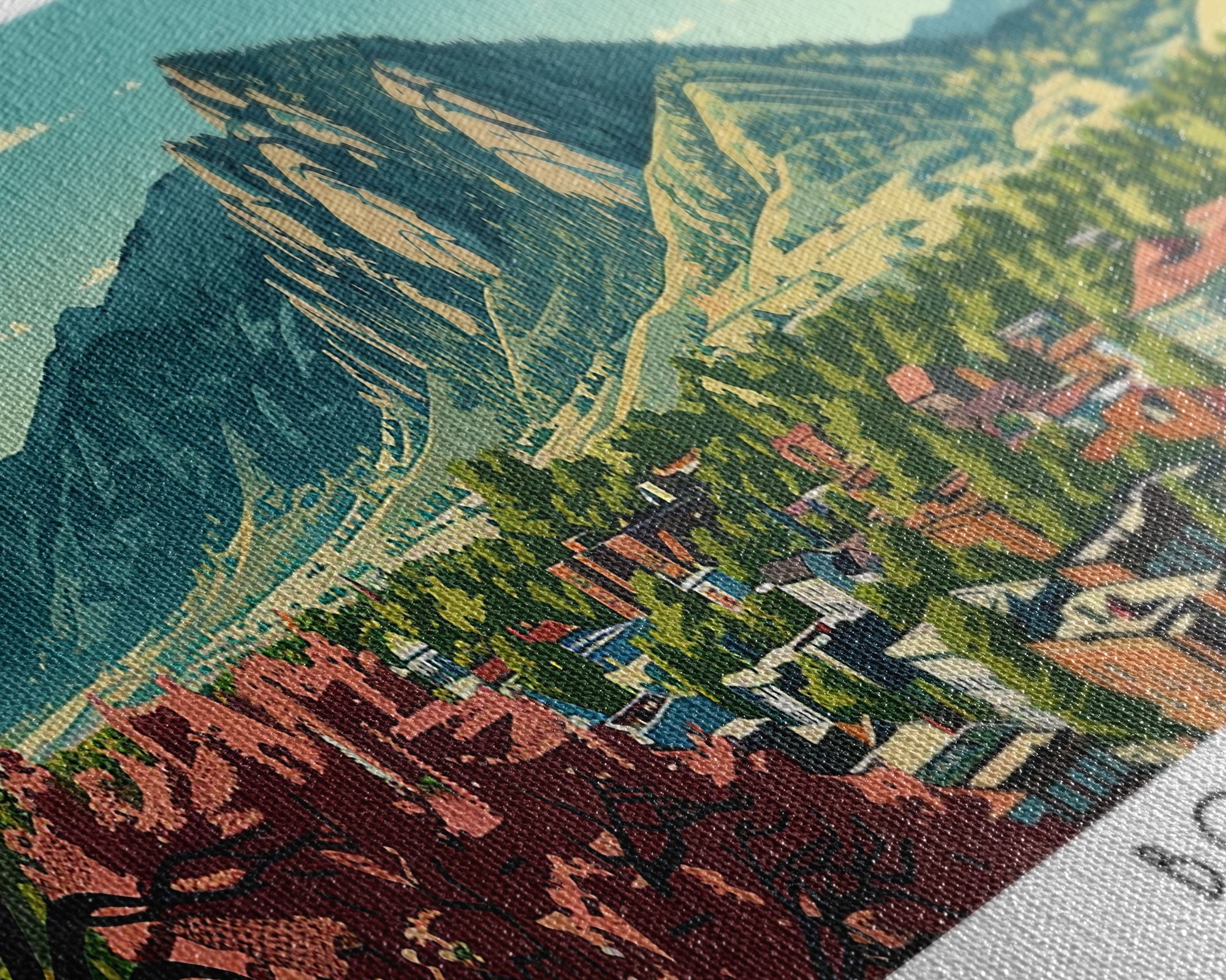 Boulder Colorado Panoramic Painting, Mid Century Modern Framed Canvas Print, Retro Pop Art Travel Poster, Living Room Wall Art Decor, City Print