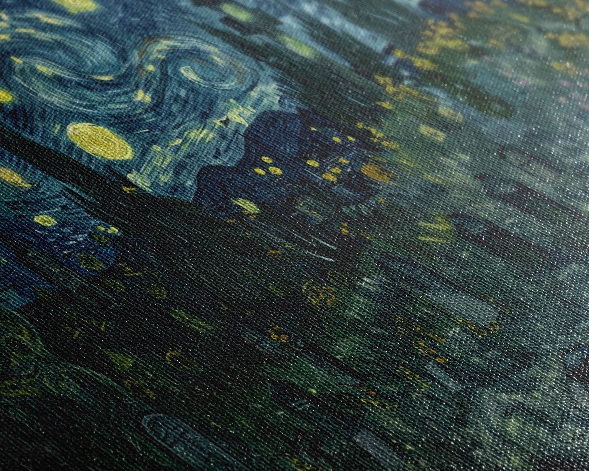 Starry Night Inspired Haunted Graveyard Framed Canvas Print, Halloween Wall Decor, Halloween Props, Halloween Gift Idea