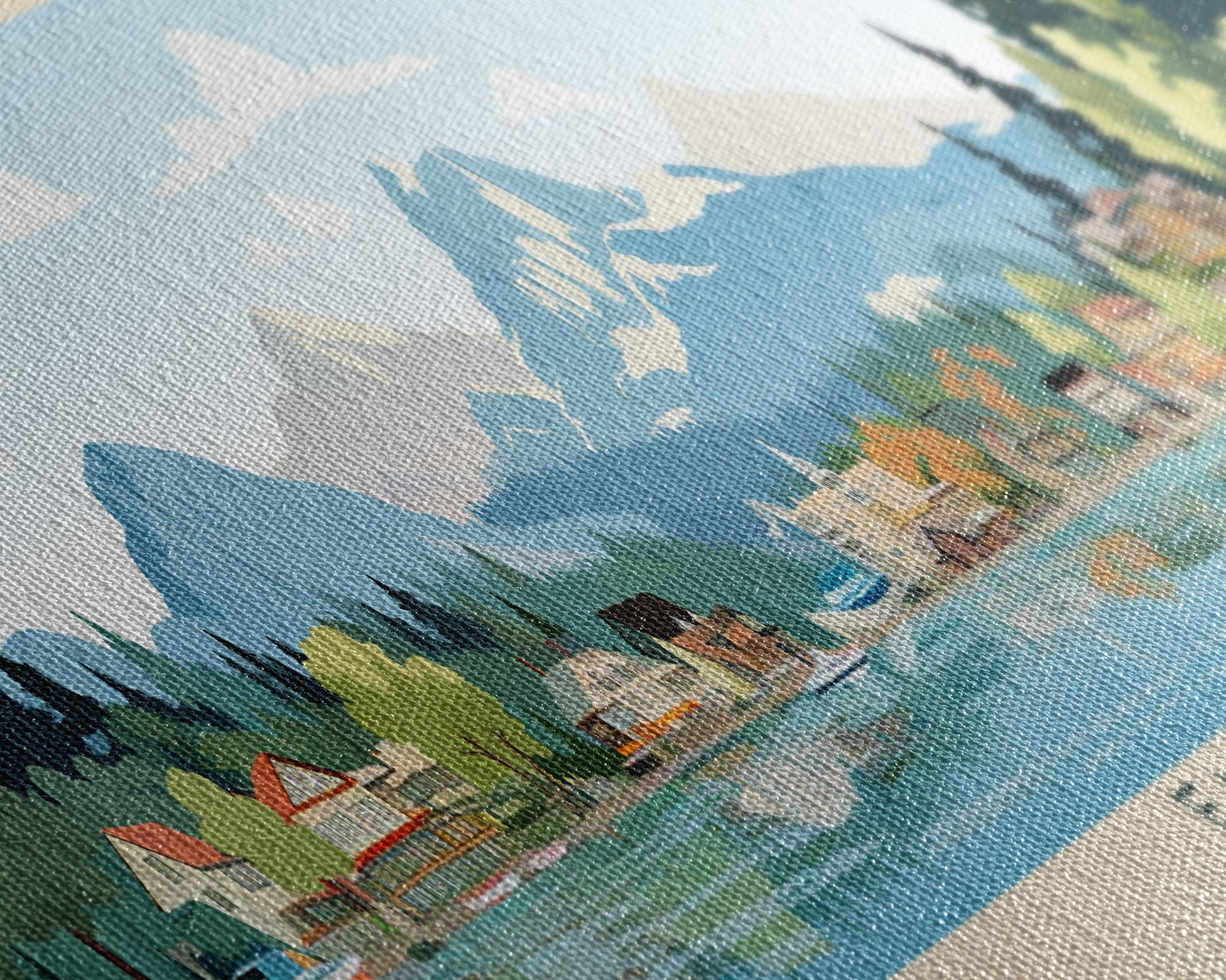 East Lake Oregon Framed Canvas Print, Panoramic Landscape Art, Midcentury Modern, Pop Art, Living Room Wall Art, Travel Poster, Beautiful Nature Art