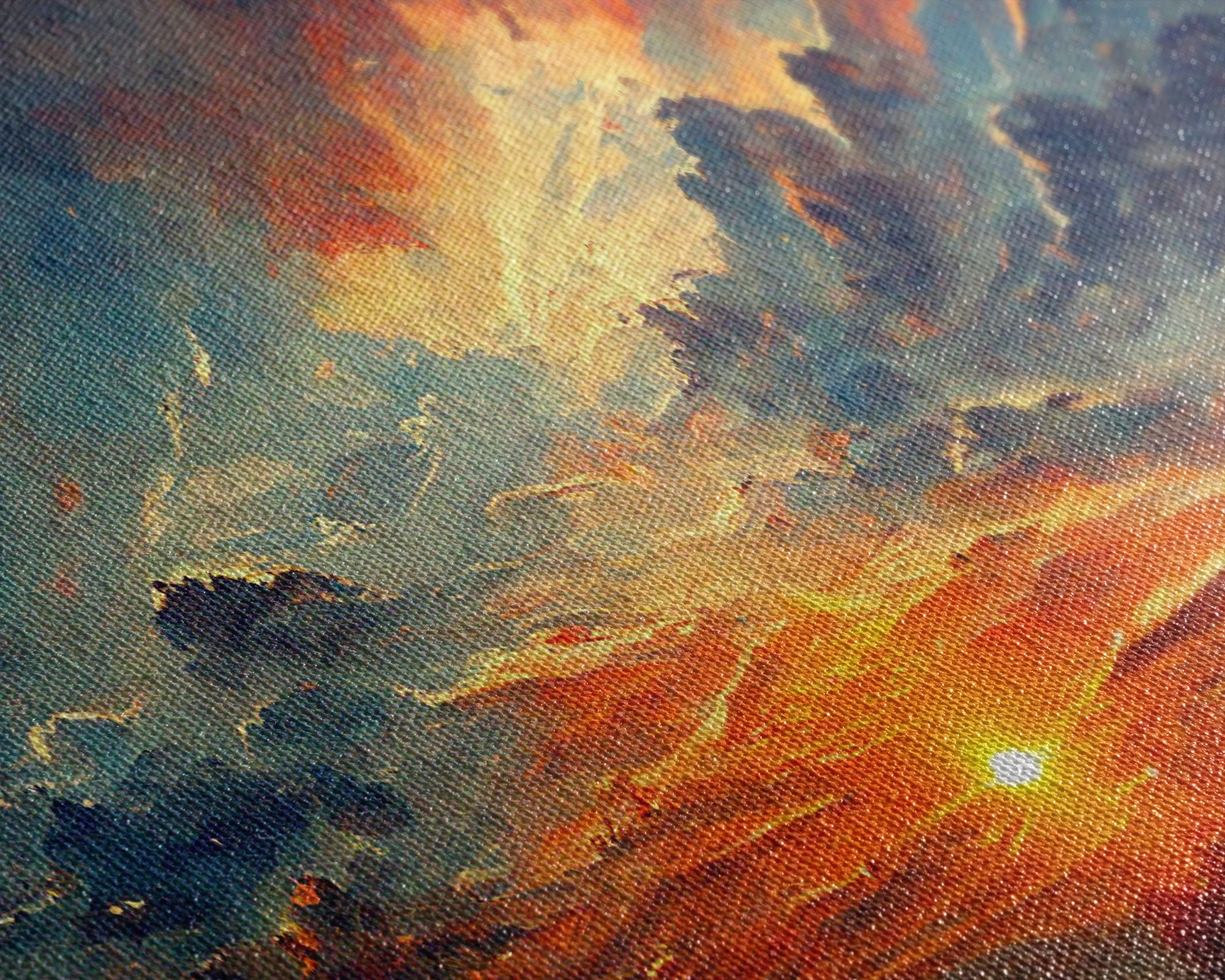 Mountain Sunset Oil Painting On Canvas, Canvas Print, Ready to hang gallery wrapped nature canvas print