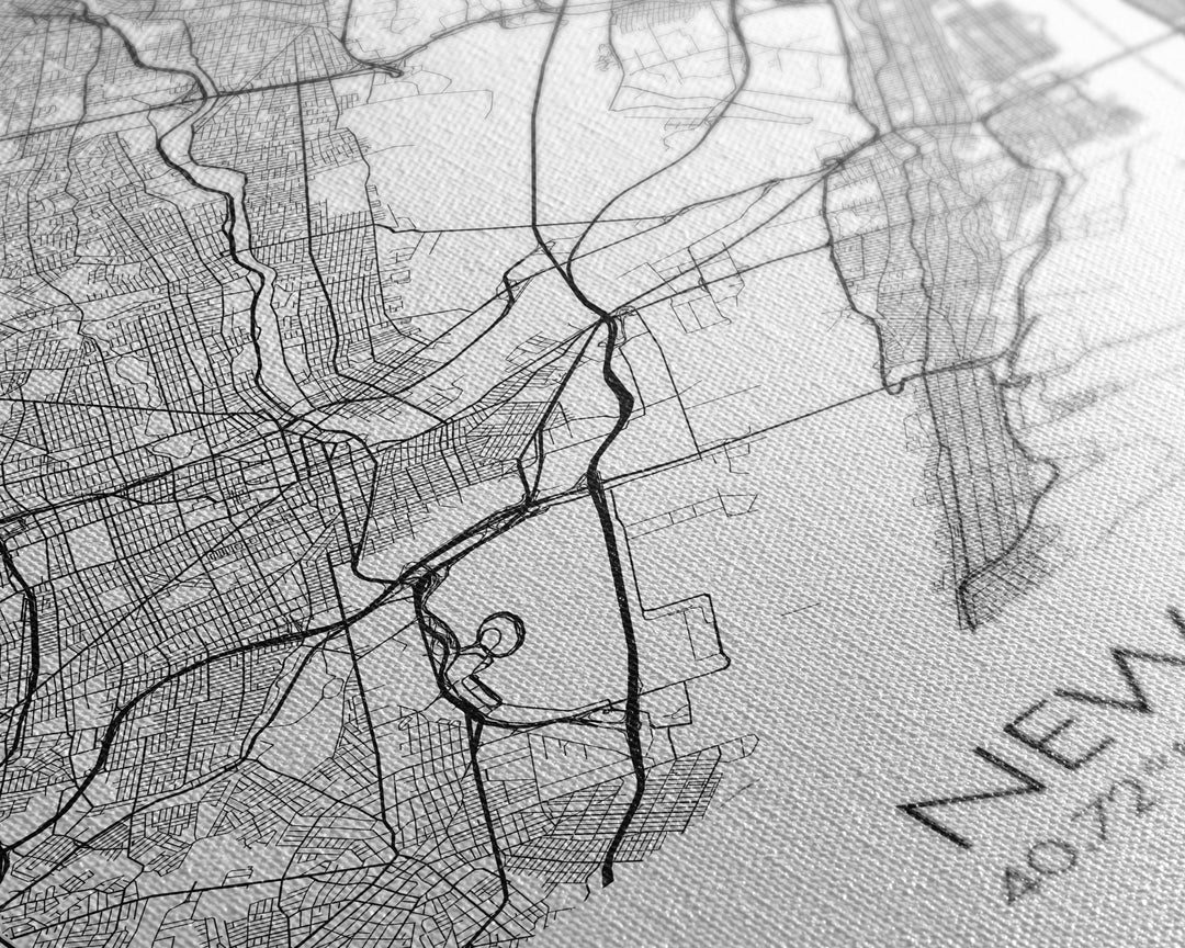 Newark Street Map, New Jersey Map, City Map Art, Modern Art, Wall Art, Canvas Print, Living Room Art, Best Friends Gift, Travel Art