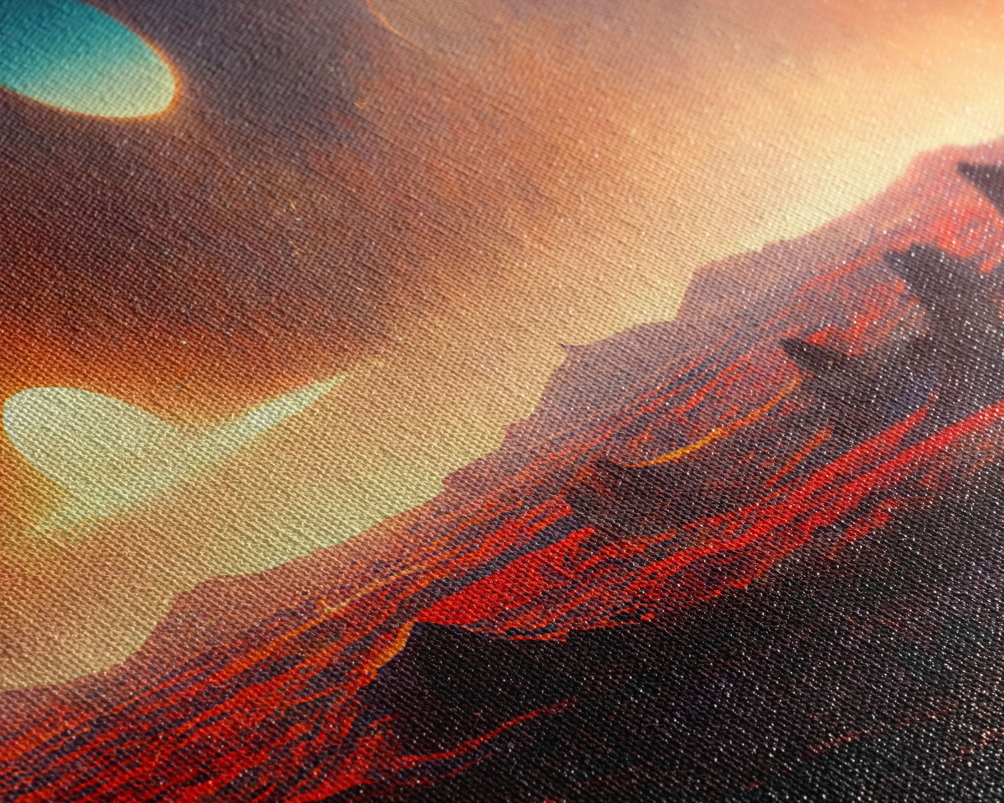 Scifi canvas print, Alien world with 3 moons, spooky print, creepy art, science fiction art