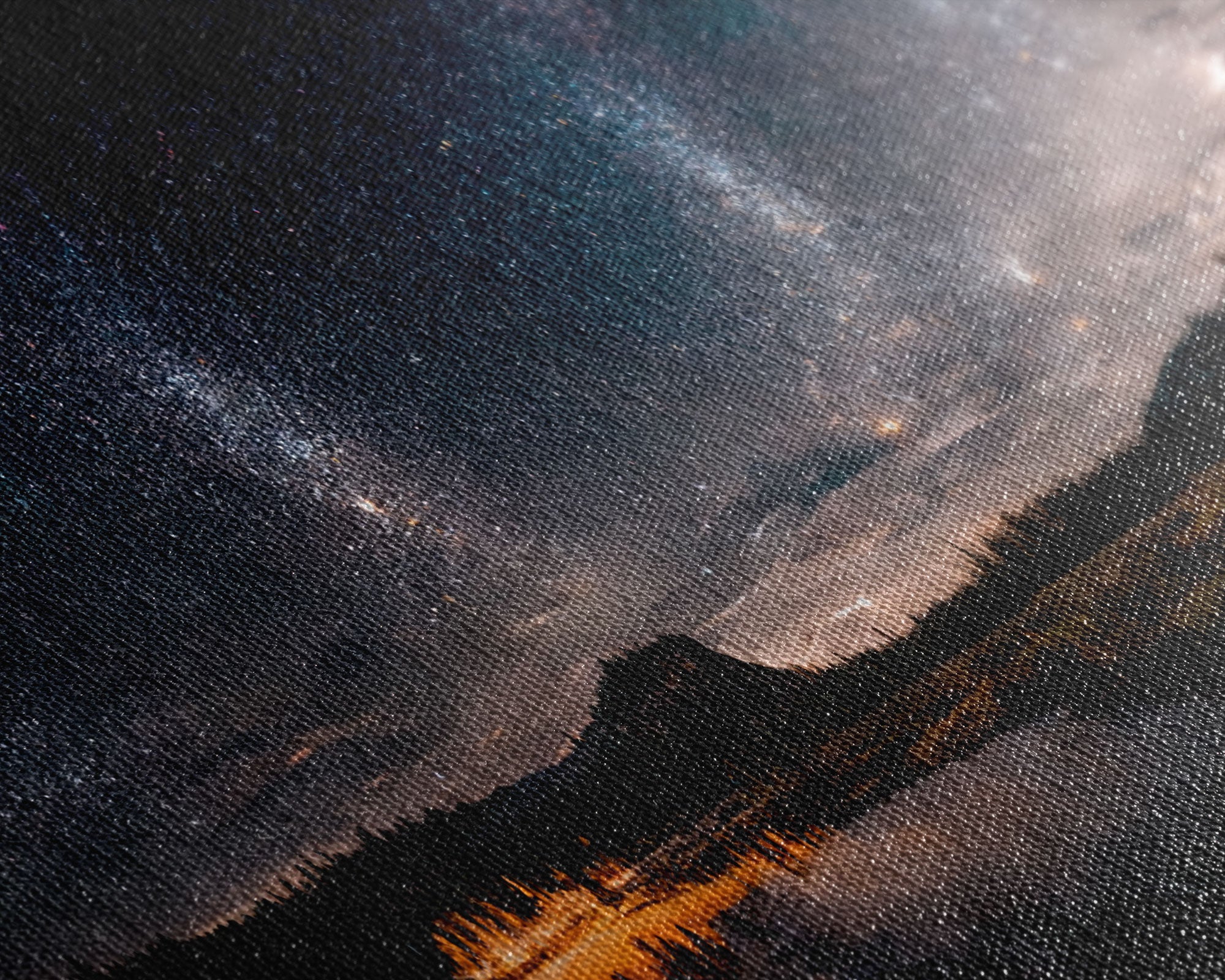 Cool Wall Art Landscape Mountains Nature Painting Prints Minimalist Modern Home Artwork Decoration Night Sky With Stars, Framed Canvas Print