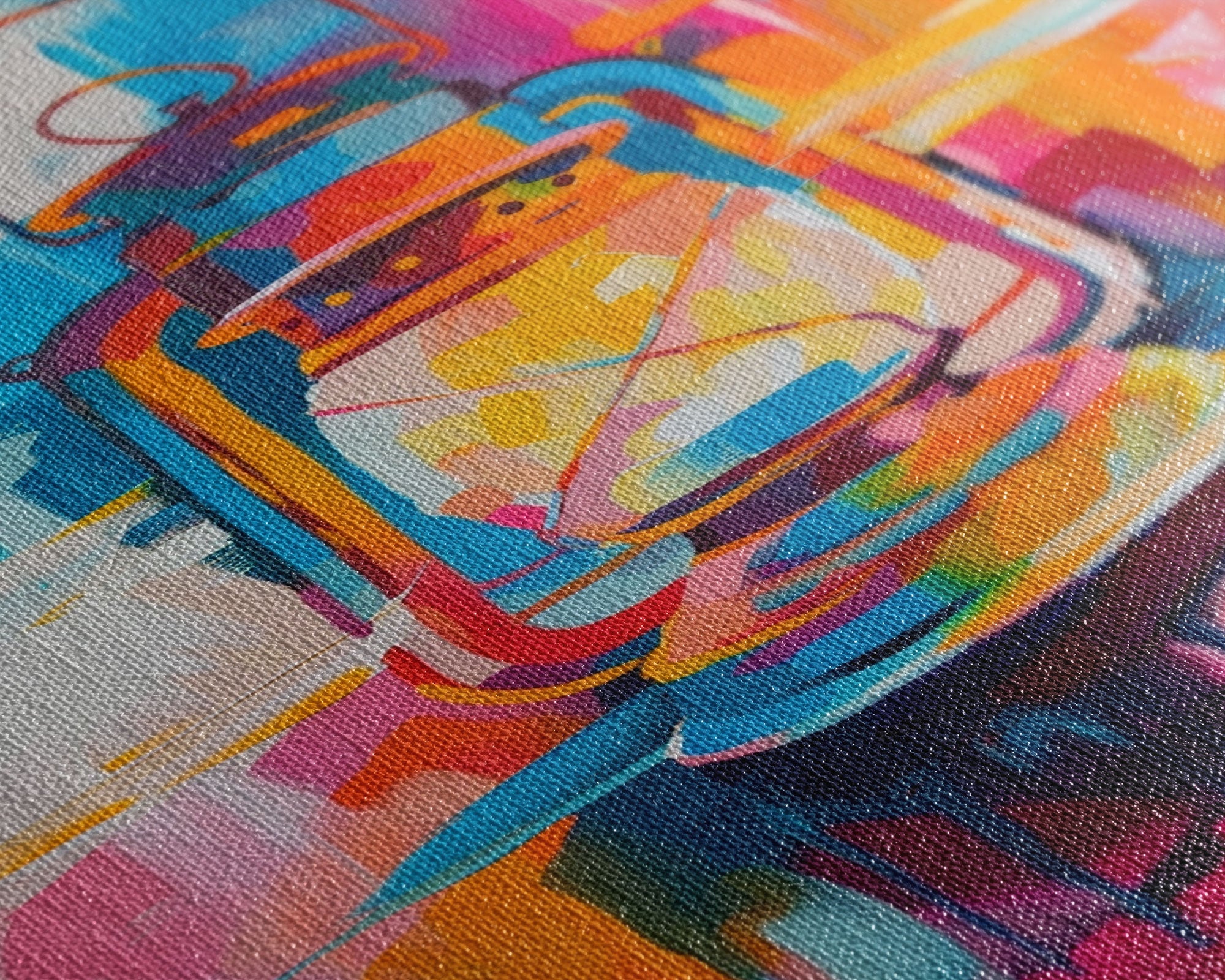 Colorful Abstract Oil Lamp - Framed Canvas Print, Modern Western Art, Unique Lamp Wall Art for Bedroom Decor