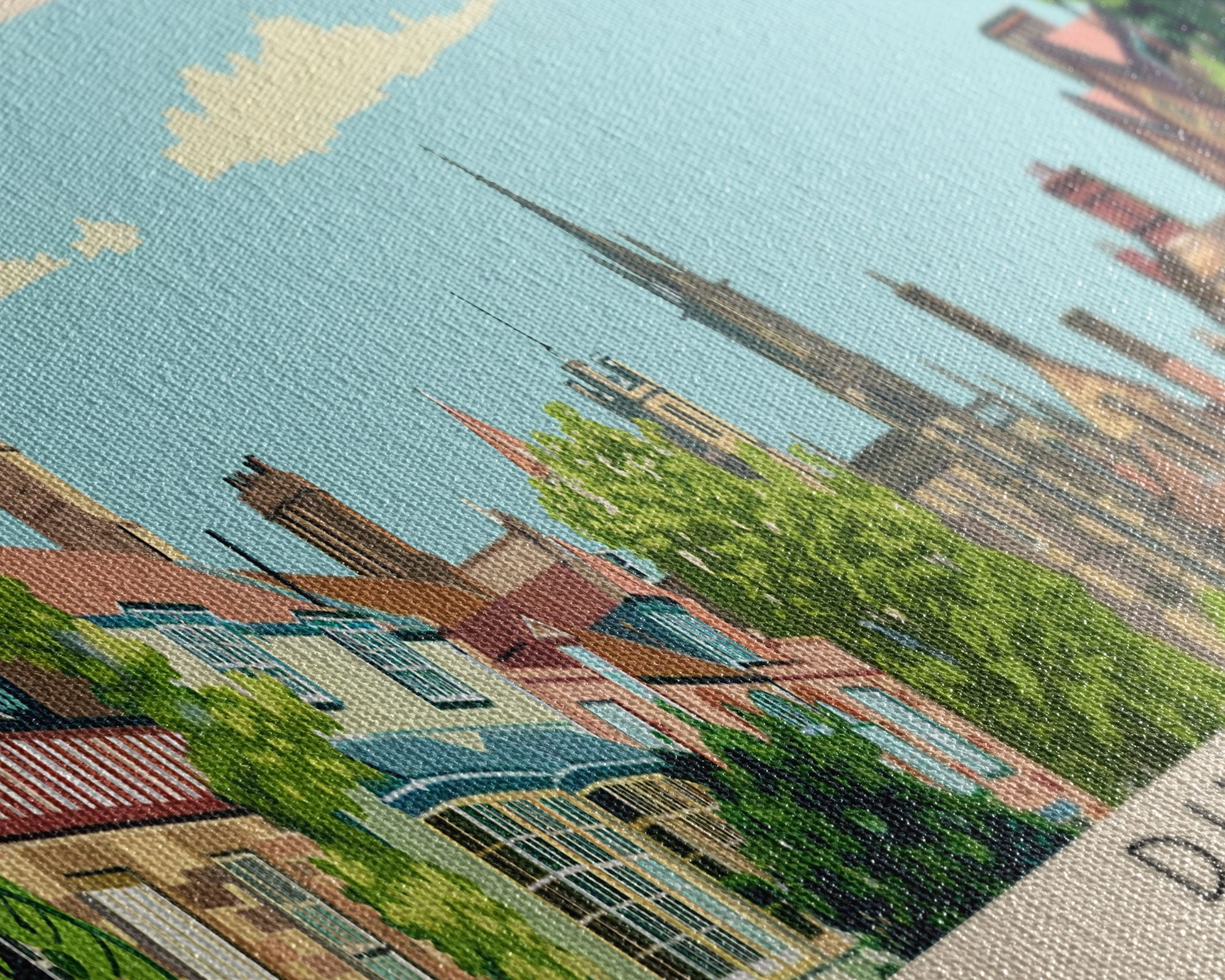 Durham, England Panoramic Canvas Print, Durham, England Painting, England Art, Durham Travel Poster, Travel Art, Vacation Gift