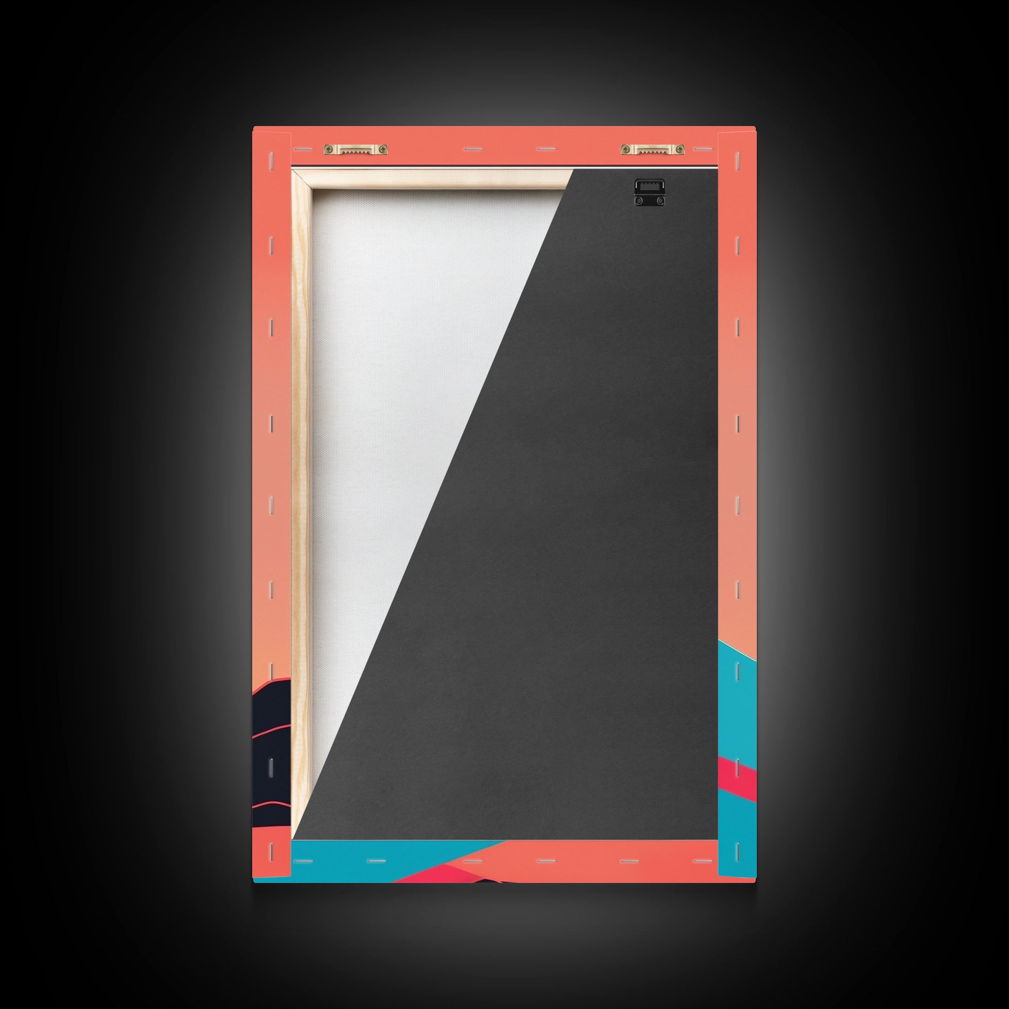 Peach Sunset, Framed Canvas Print, Minimalist Art Deco Inspired Wall Art