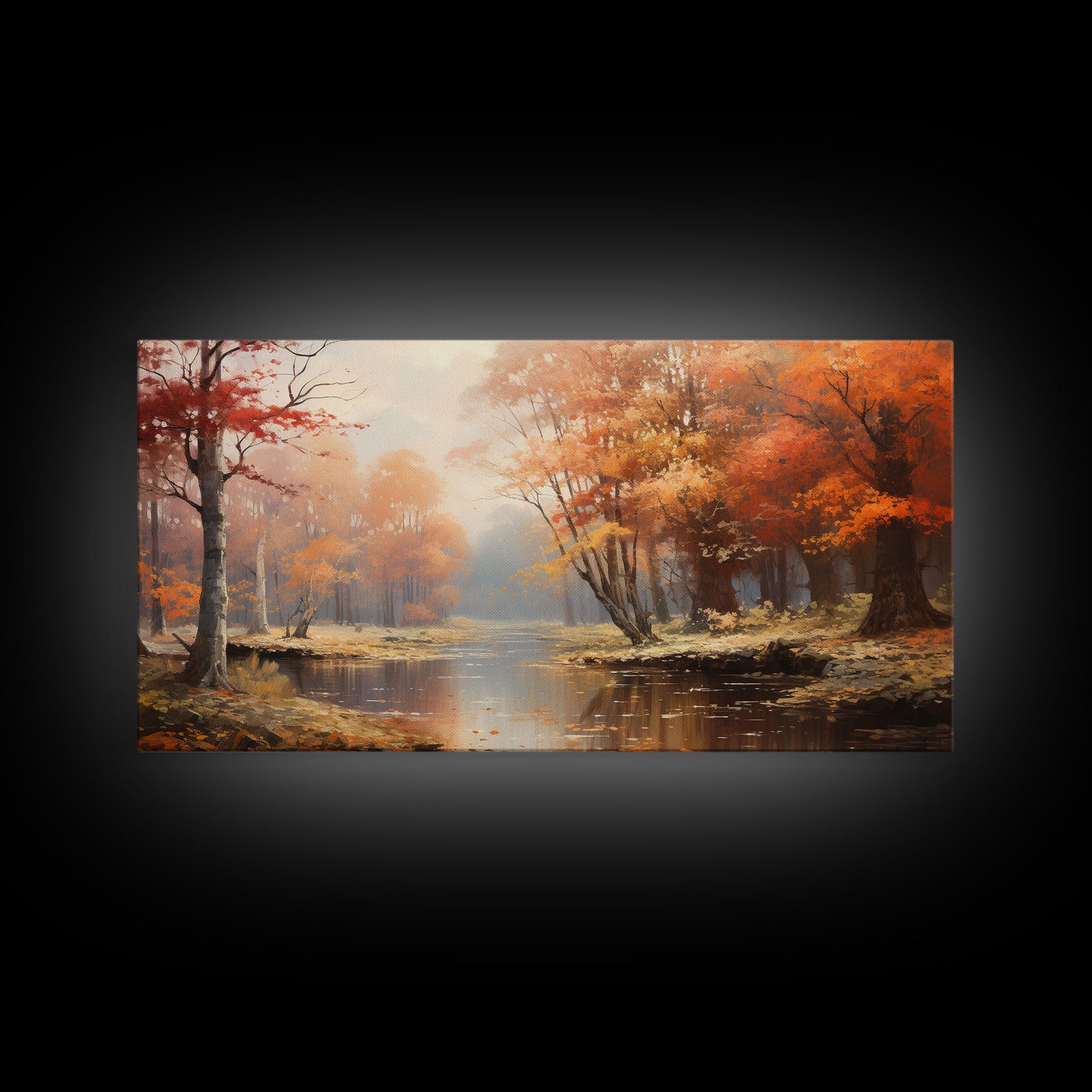 Beautiful Fall Landscape Painting Framed Canvas Print, Fall Decor, Thanksgiving Decor, Autumn Decor, Home Decor, Fall Decorations