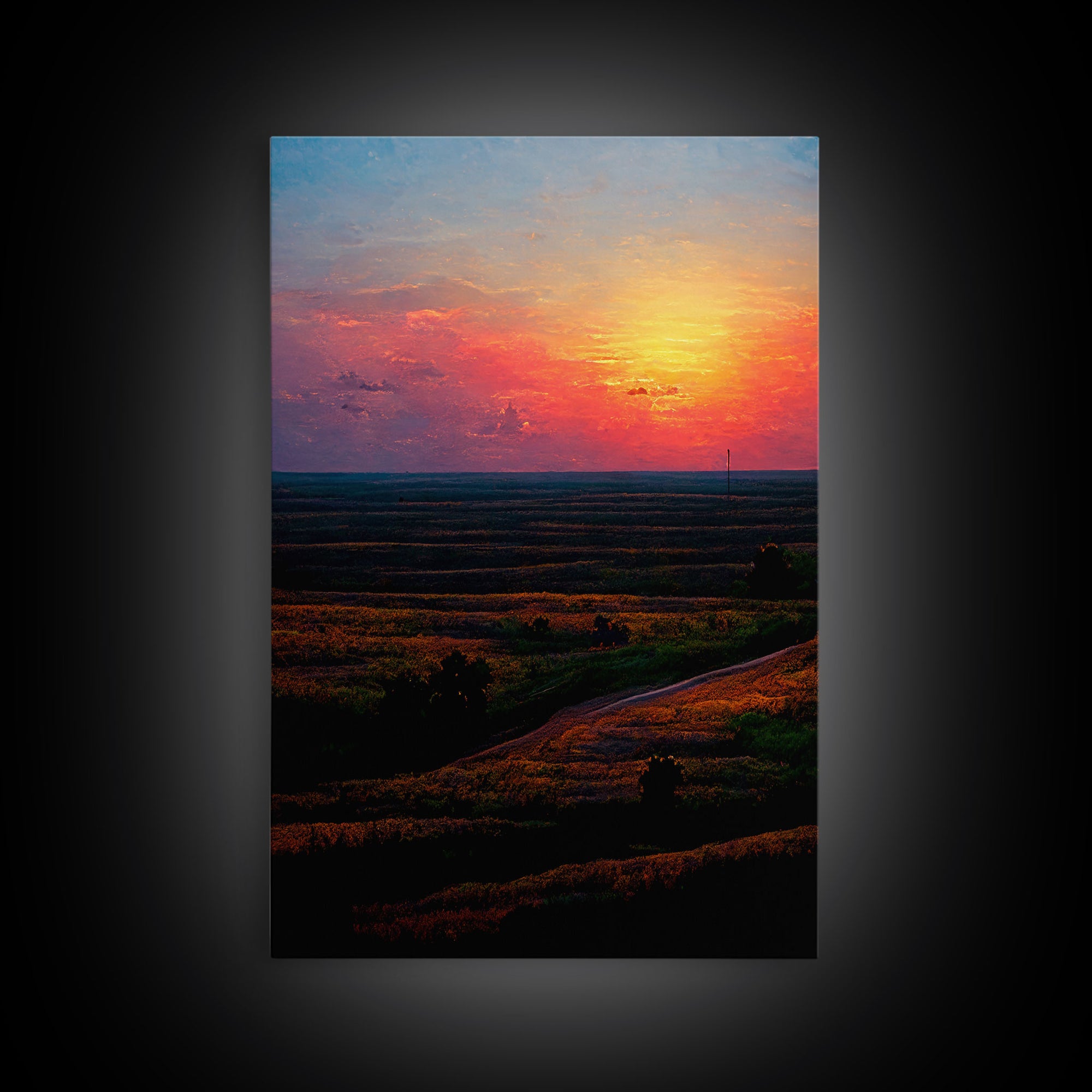 Sunset Over a Texas Field, Canvas Print, Landscape Art, Ready To Hang Wall Art