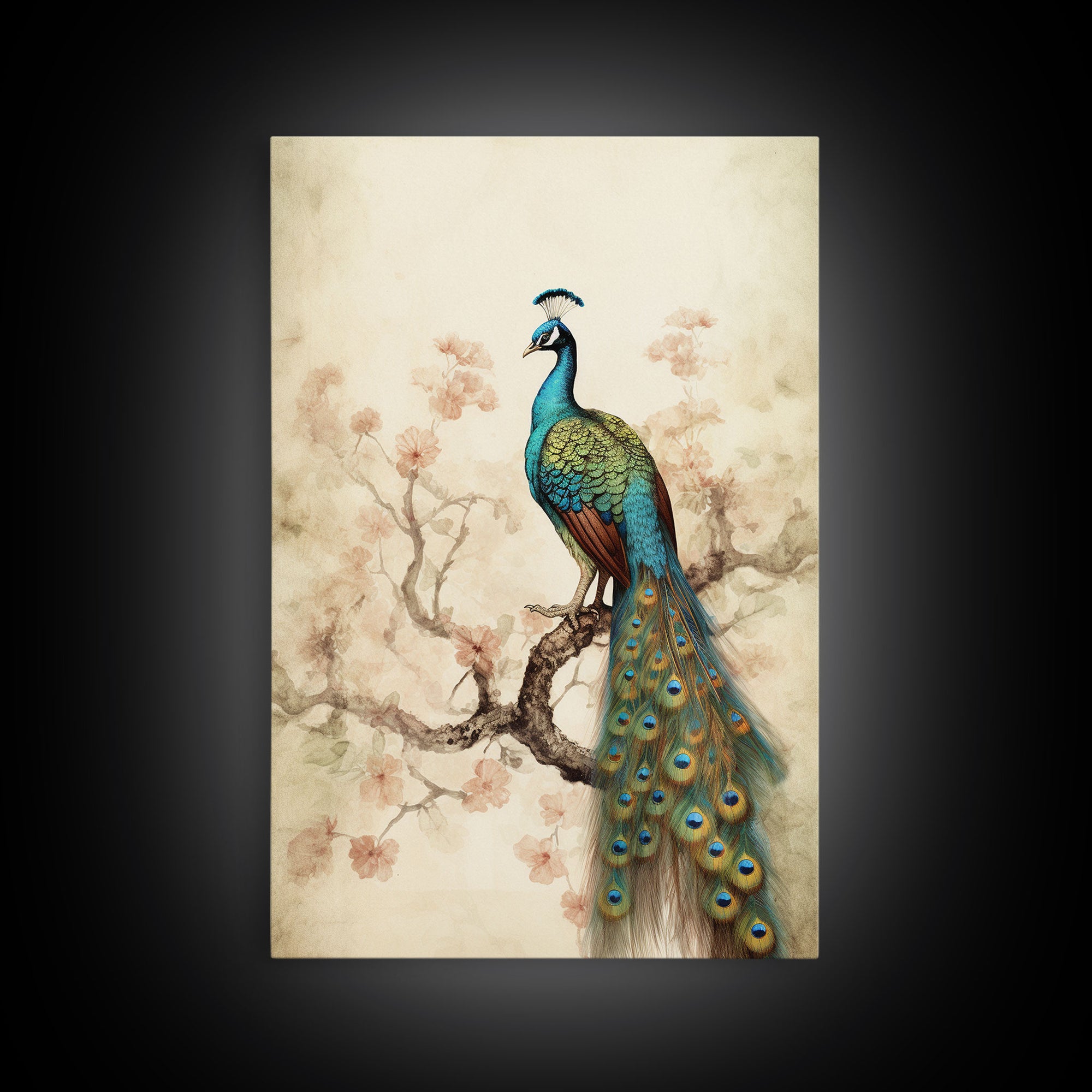 peacock wall art | peacock art print | boho wall art | peacock poster | mid century modern art | home office wall art | Farmhouse Canvas Art