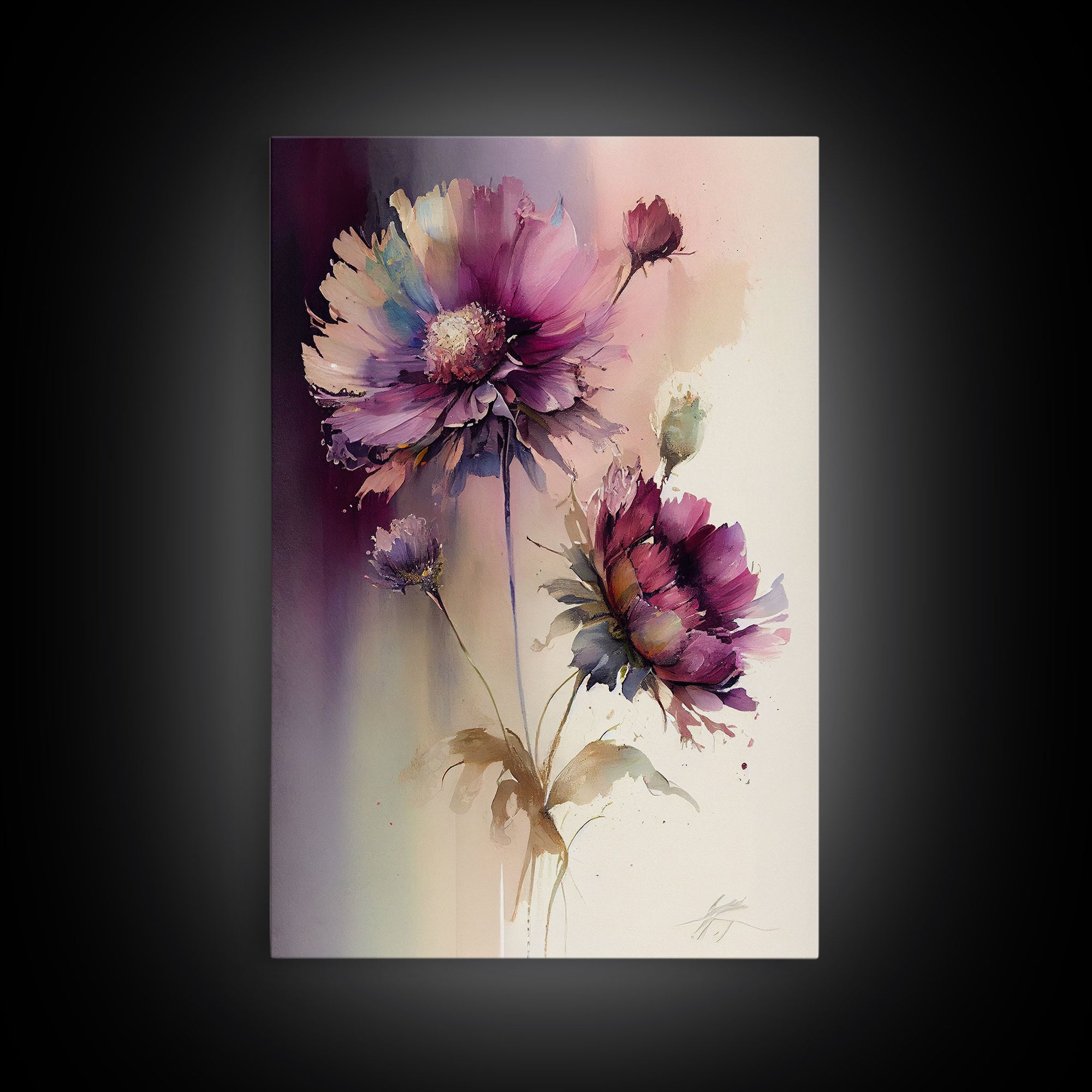 Vintage Style Framed Canvas Art // Vintage Floral Print // Vintage White Roses Painting // Still Life Botanical Farmhouse print // Flower