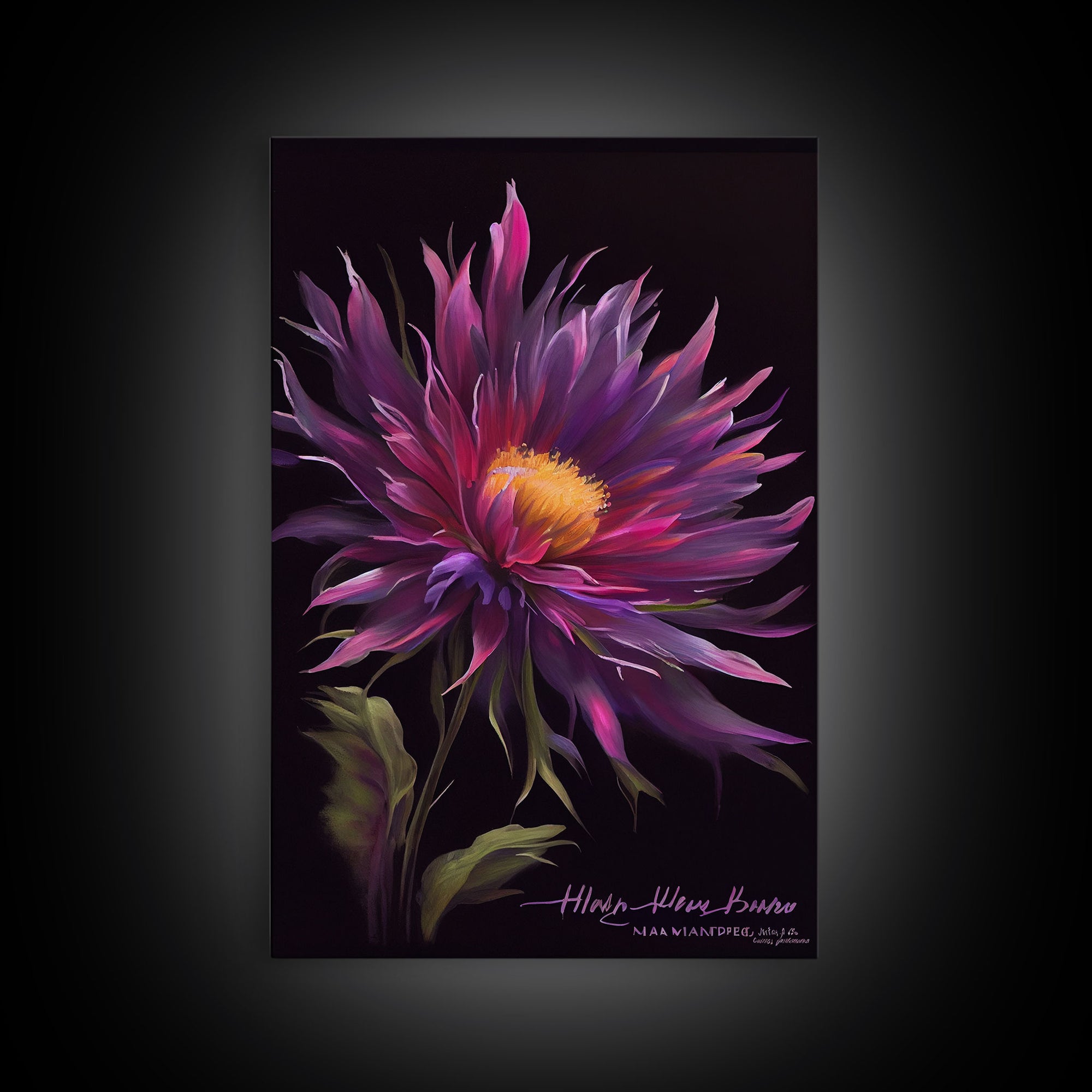 Vintage Style Flower / Botanical Painting Print / Framed Canvas Print / Beautiful Floral Decor / Boho Style Flower Art / Purple Flowers