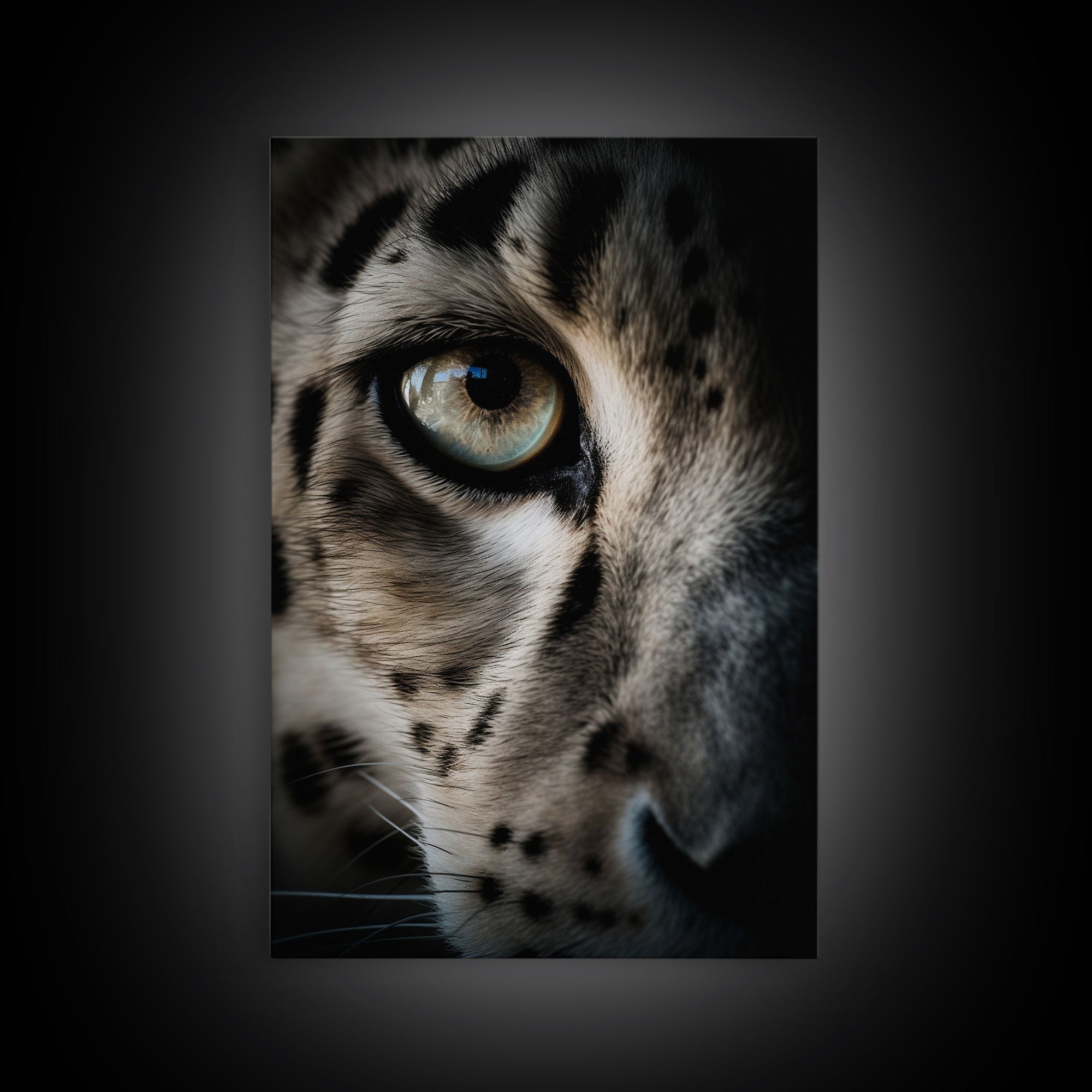 Snow Leopard Photography Art, Framed Canvas Print, Predator Art, Big Cat Art