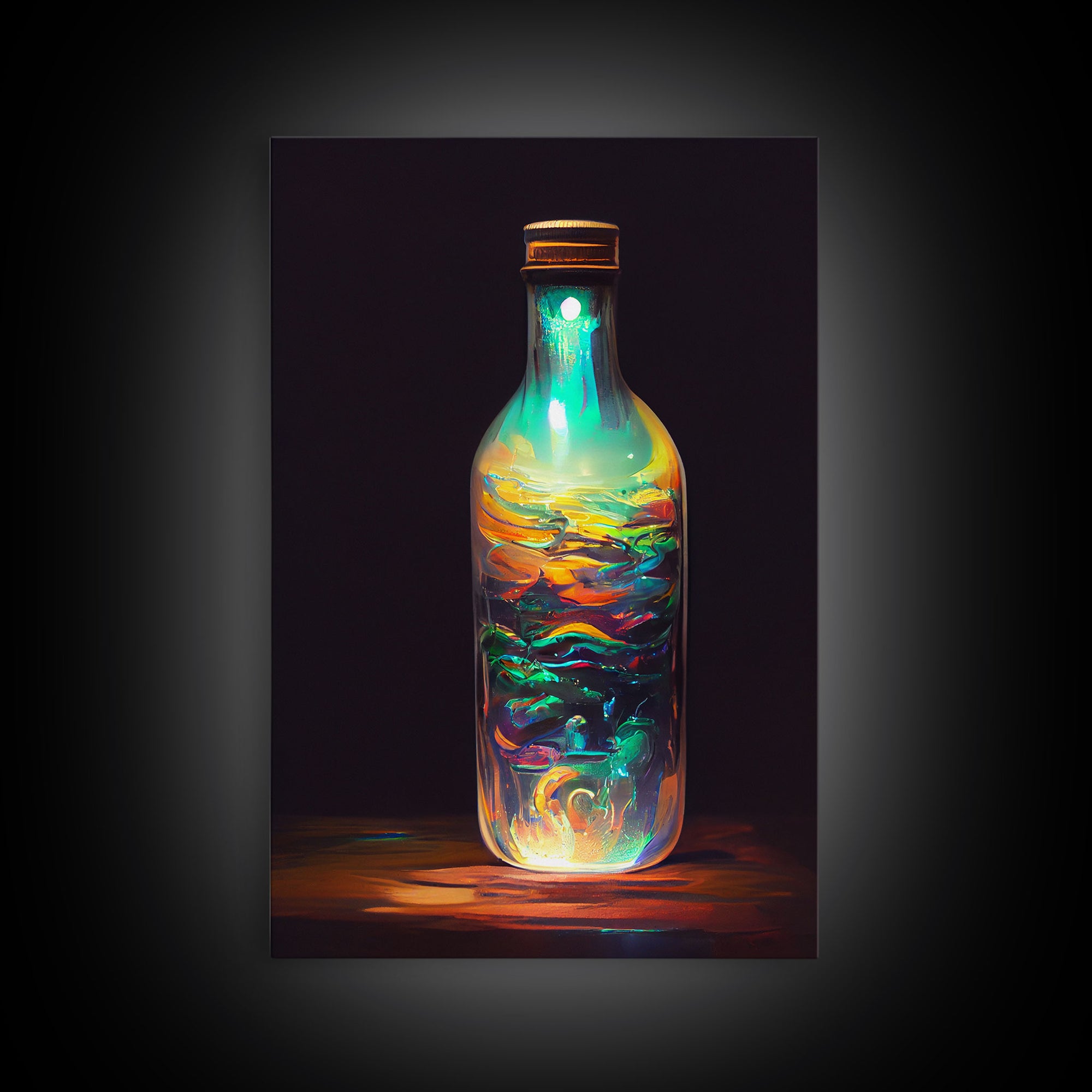 Miniature world in a bottle canvas print, high fantasy wall art, magical wall art, ready to hang wall art