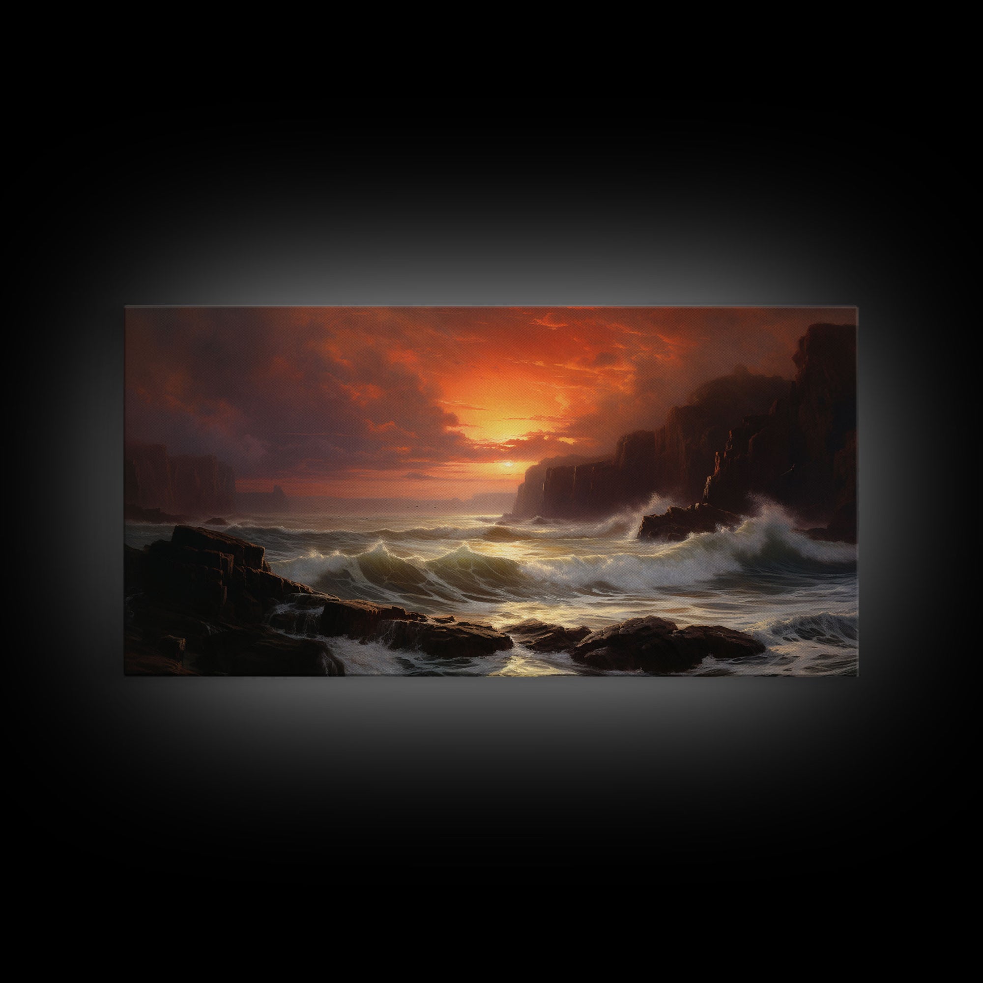 Beautiful Seascape Painting Canvas Print, Landscape Oil Painting, Minimalist Modern Art, Canvas Painting, Framed Wall Art Print