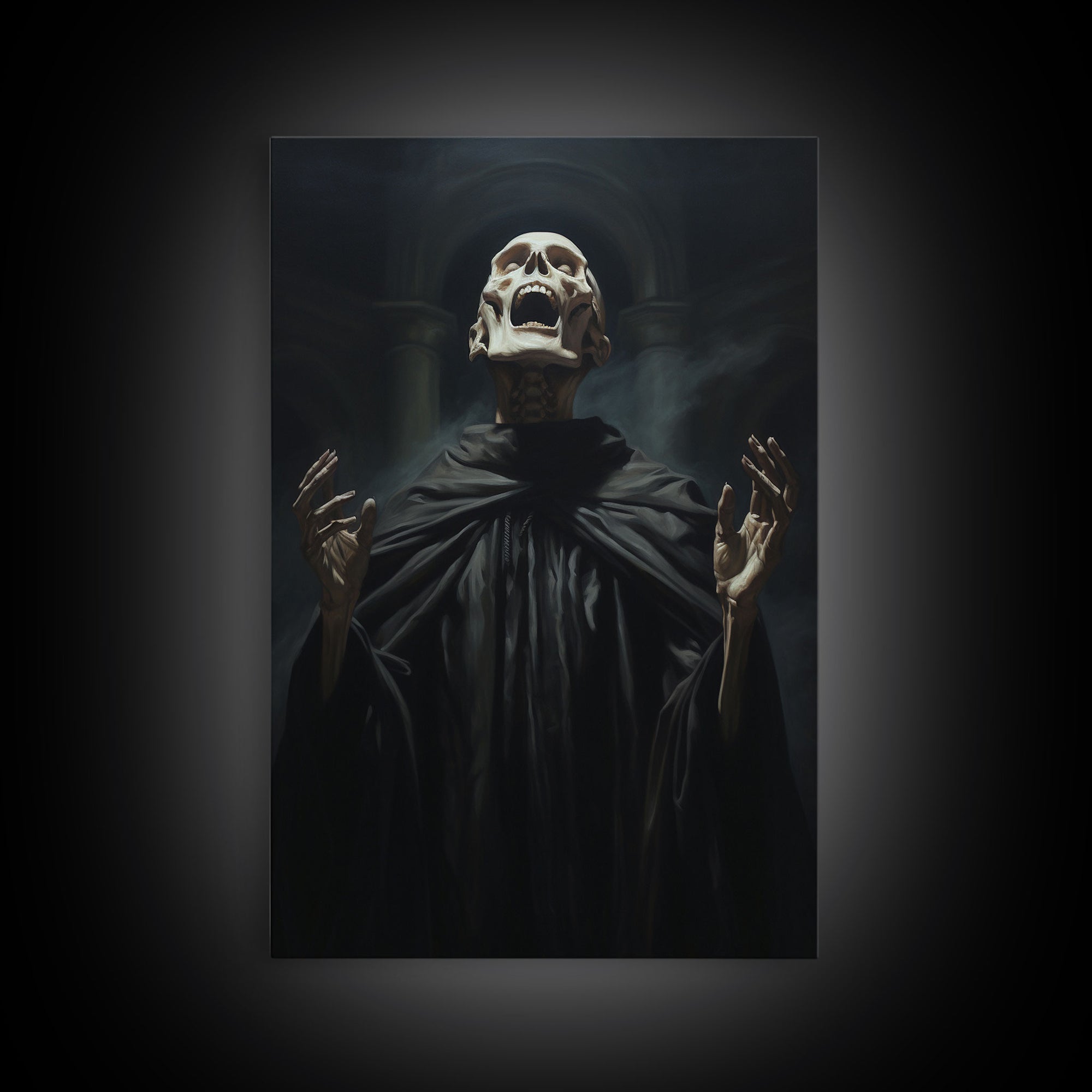 Macabre Decor, Framed Canvas Print, Halloween Wall Art, The Haunted Opera Singer, Dark Academia, Gothic Halloween Decor