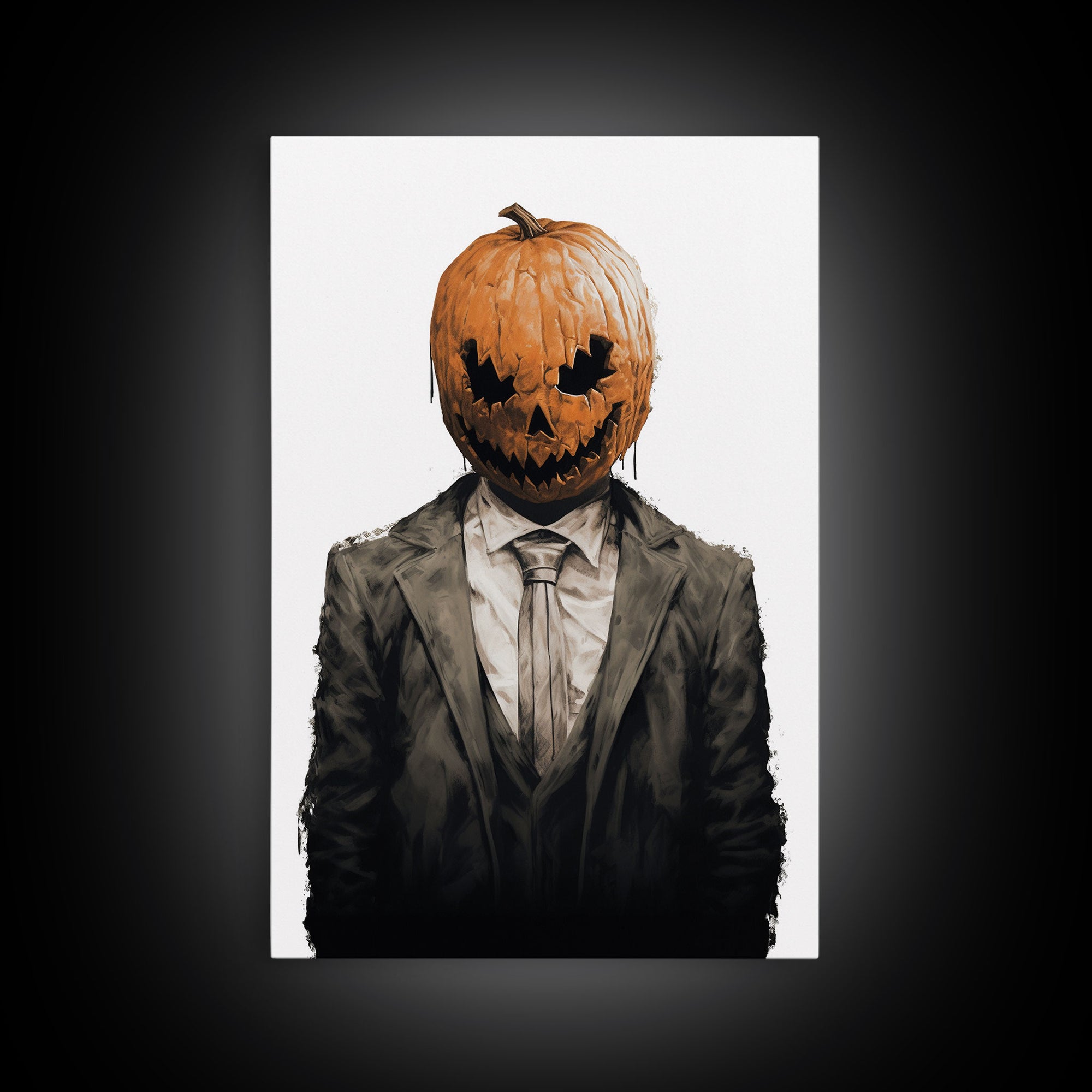 Portrait Of Jack - The Jack O Lantern Man, Vintage Halloween Art, Macabre Halloween Decoration, Dark Macabre, Goth Art, Pumpkin Patch Horror