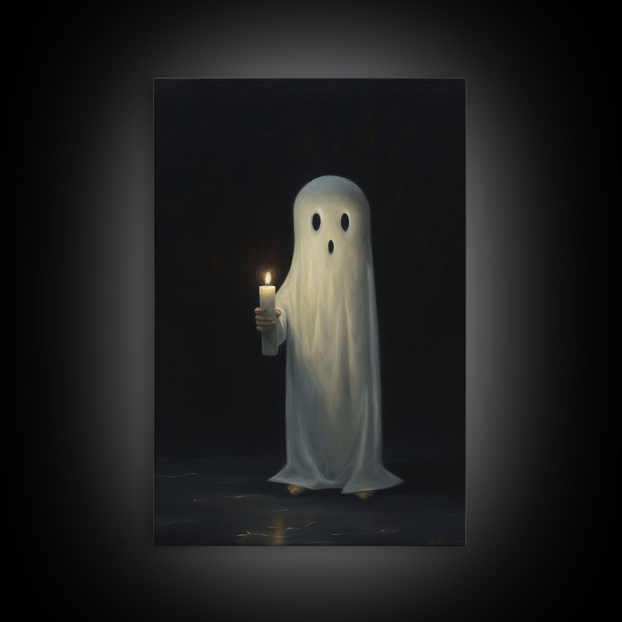 Ghost Holding A Candle Halloween Decor, Art Canvas Print, Spooky Ghost Wall Art, Fall Decor, Halloween wall decor, Funny Halloween Art