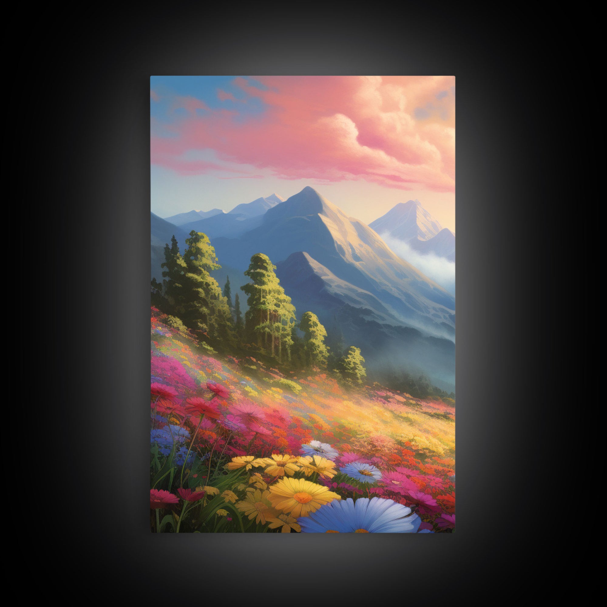 3 Piece Mountain Painting Set, Original Art, Framed Canvas Prints, Colorful Wall Art, Landscape Paintings, Living Room Decor, Wall Hanging