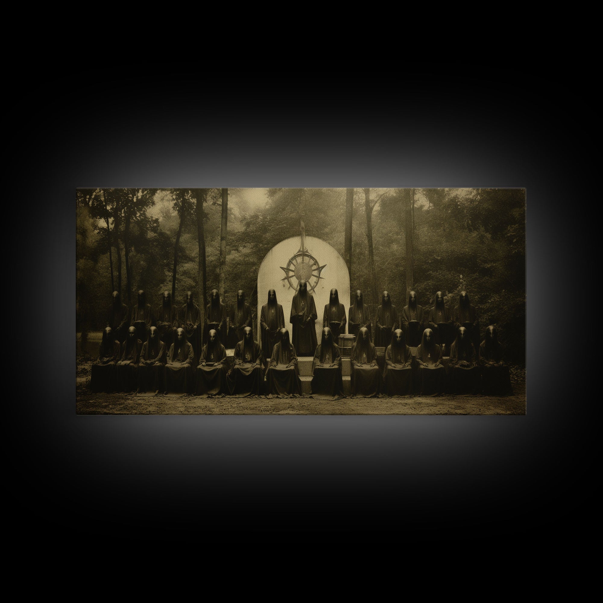 The Forest Witch Coven, Green Witches, Witch Art, Creepy Halloween Decor, Framed Canvas Print, Vintage Tintype Photo Art, Halloween Print