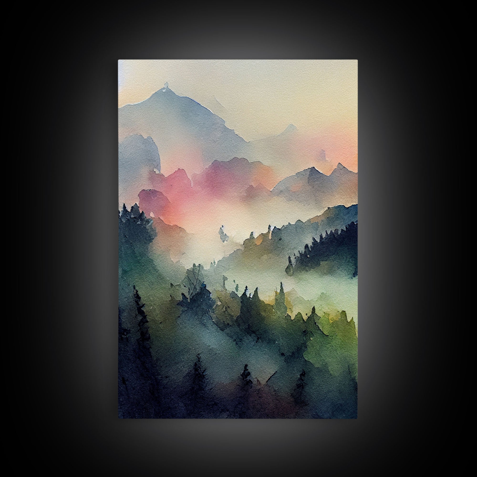 Dramatic Watercolor Sunset Landscape Abstract, Landscape Art, 3 Piece Canvas Decor, 3 Piece Wall Art, Ready To Hang Canvas Prints