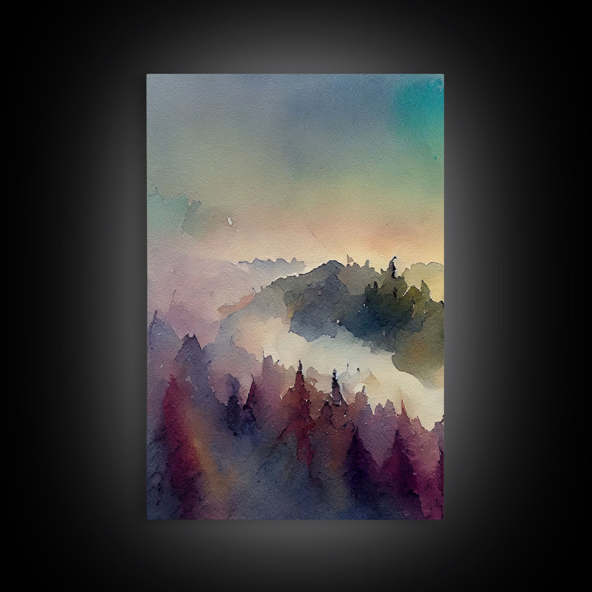 Dramatic Colorful Watercolor Sunset Landscape Abstract, Landscape Art, 3 Piece Canvas Decor, 3 Piece Wall Art, Ready To Hang Canvas Prints