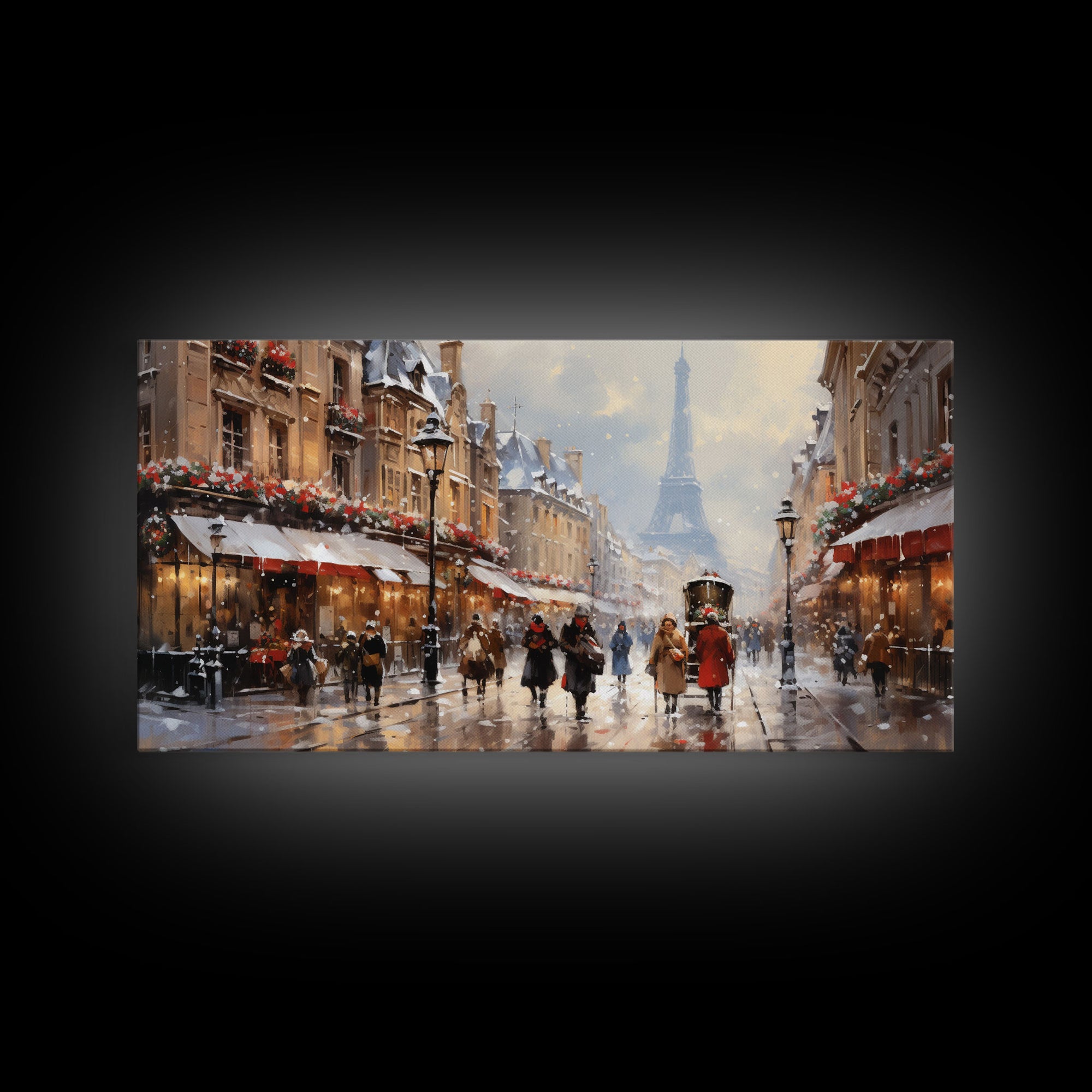 Winter Wonderland - Paris In The Snow at Christmas Time - Framed Canvas Print - Christmas Decor