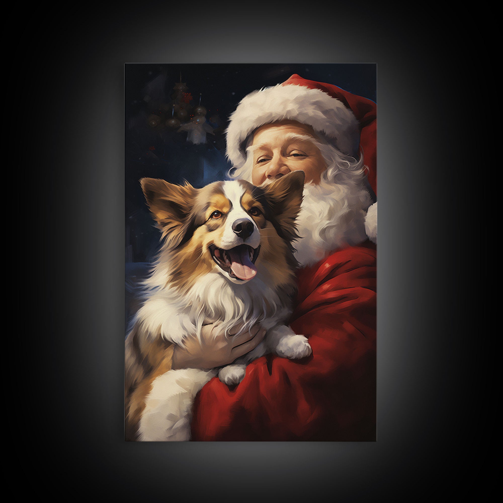 Santa Claus And His Corgi, Christmas Wall Art, Christmas Dog, Winter Wall Art, Santa Decor, Santa Art Print, Farmhouse Christmas