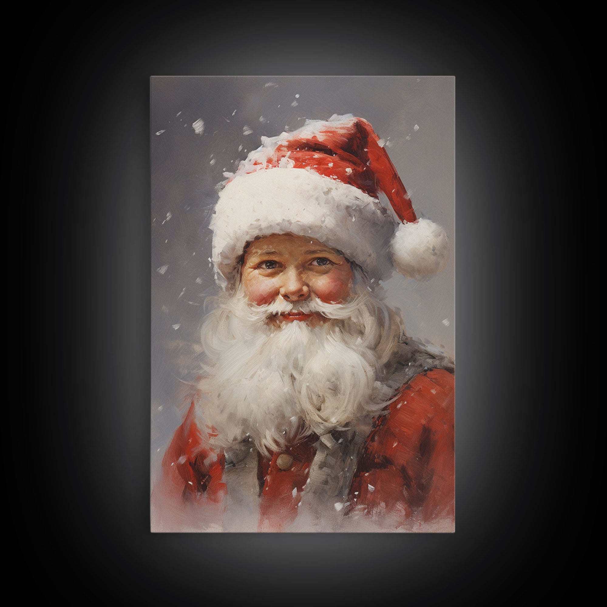 Santa Painting, Santa Print, Framed Canvas Print, Christmas Decor, Portrait of Santa, Farmhouse Christmas, Minimalist Christmas Art