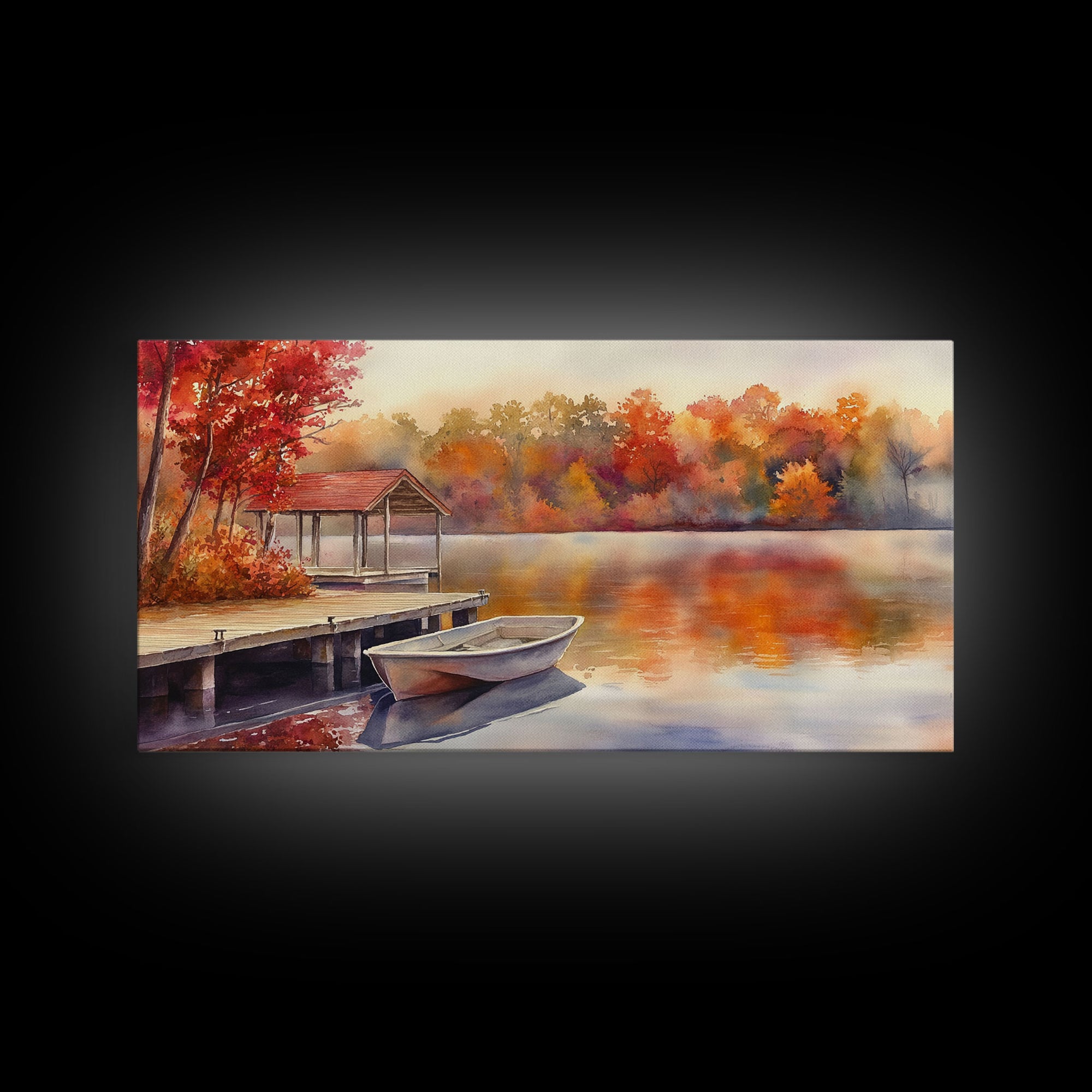 Autumn's Reflections - holiday decor, watercolor Christmas, Christmas wall art, winter wall art, holiday art gift
