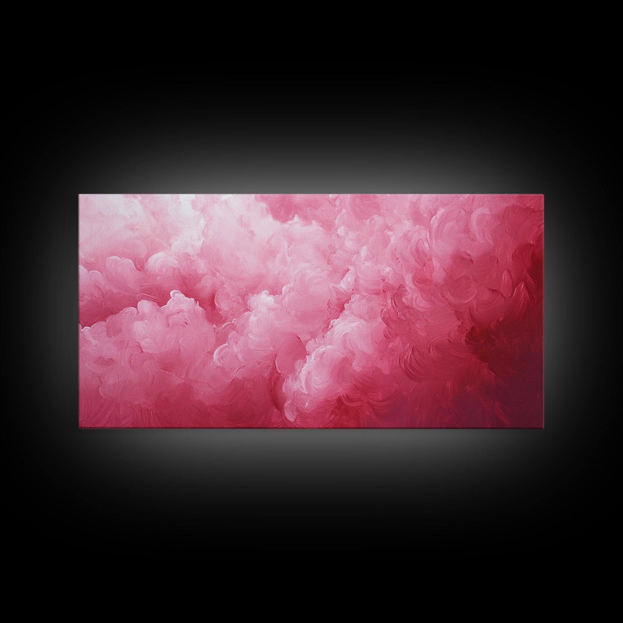 Pink Clouds - Framed Canvas Print - Wood Framed Wall Art - Preppy Decor - Preppy Dorm Room Wall Art - Abstract Pink Wall Art