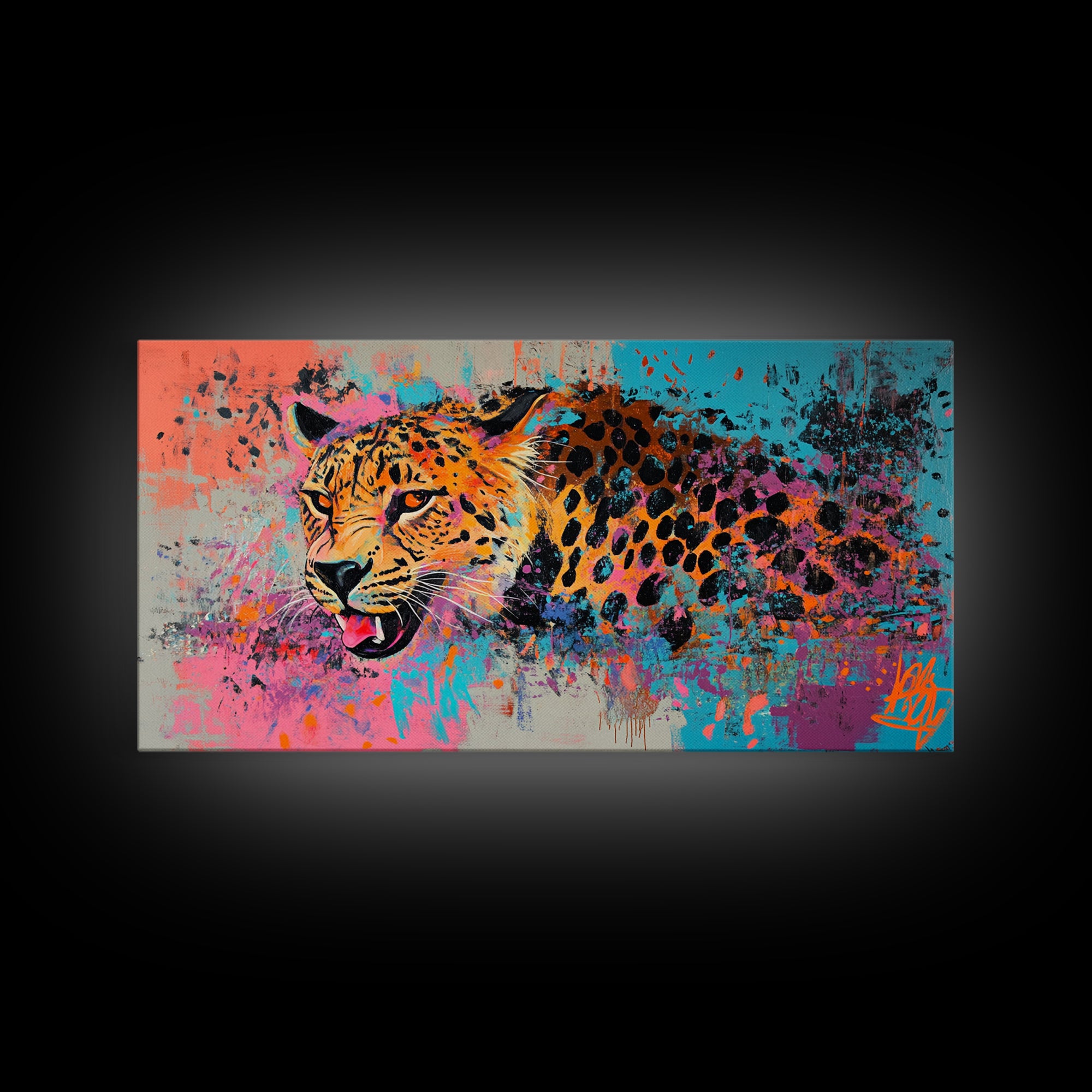 Pop Art Cheetah Painting Print, Wood Framed Art, Canvas Art, Cheetah Print, Cheetah Art, Preppy Decor, Girl's Room Art