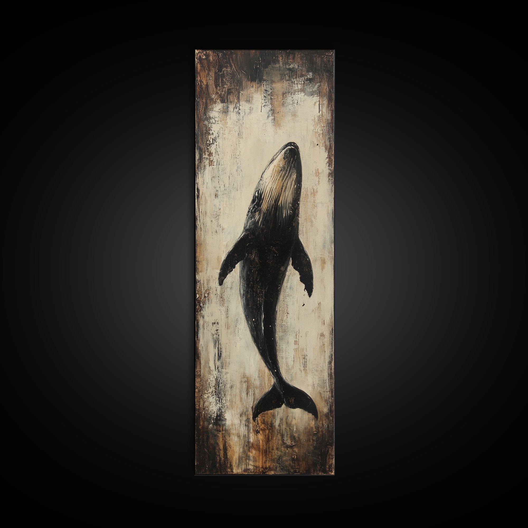 Majestic Whale Painting Framed Canvas Print, Nautical Wall Art, Coastal Decor Living Room Art, Rustic Decor Gift Idea Christmas