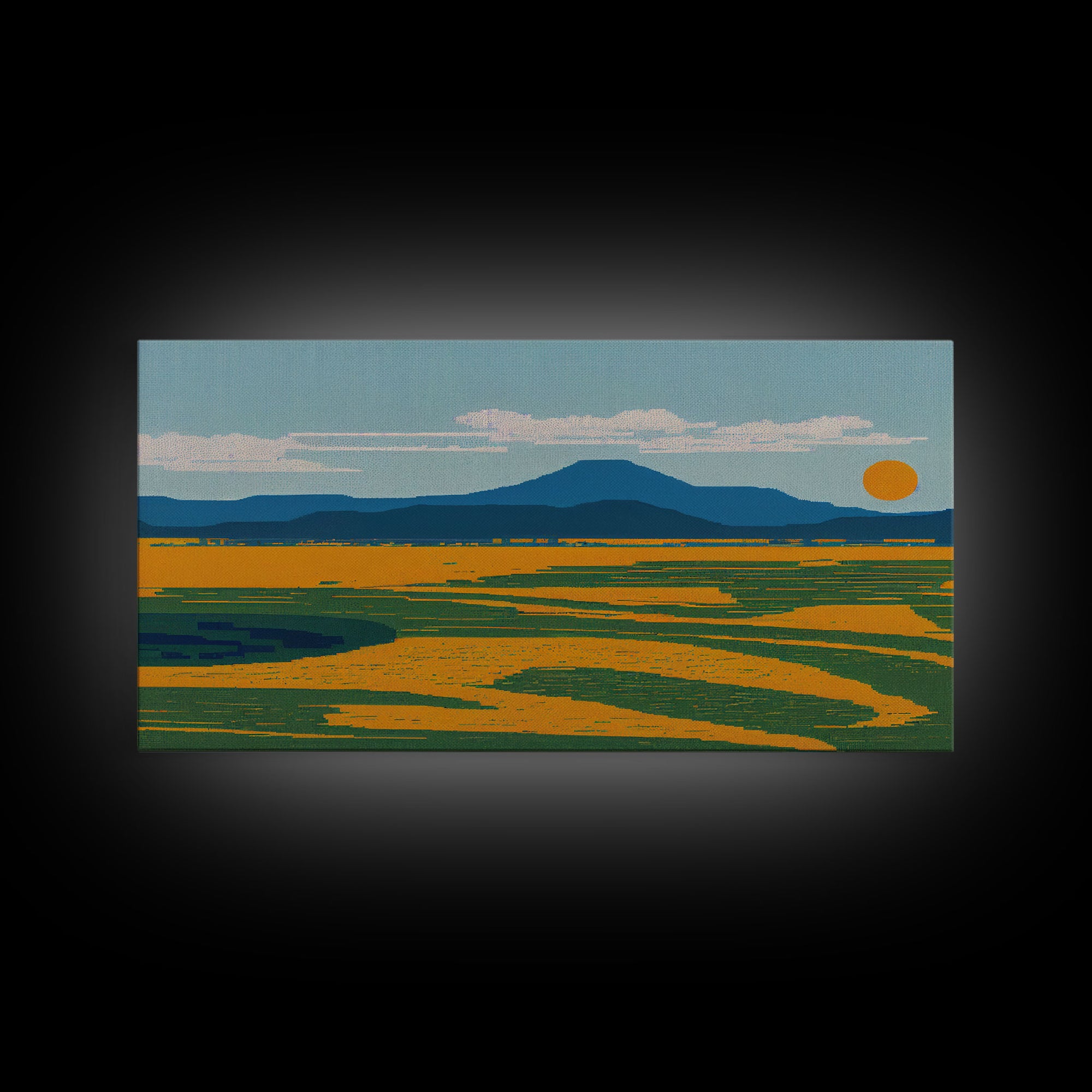 Pixel Art, Beautiful Landscape Made Of Pixels, Ready To Hang Canvas Print, Framed Wall Art