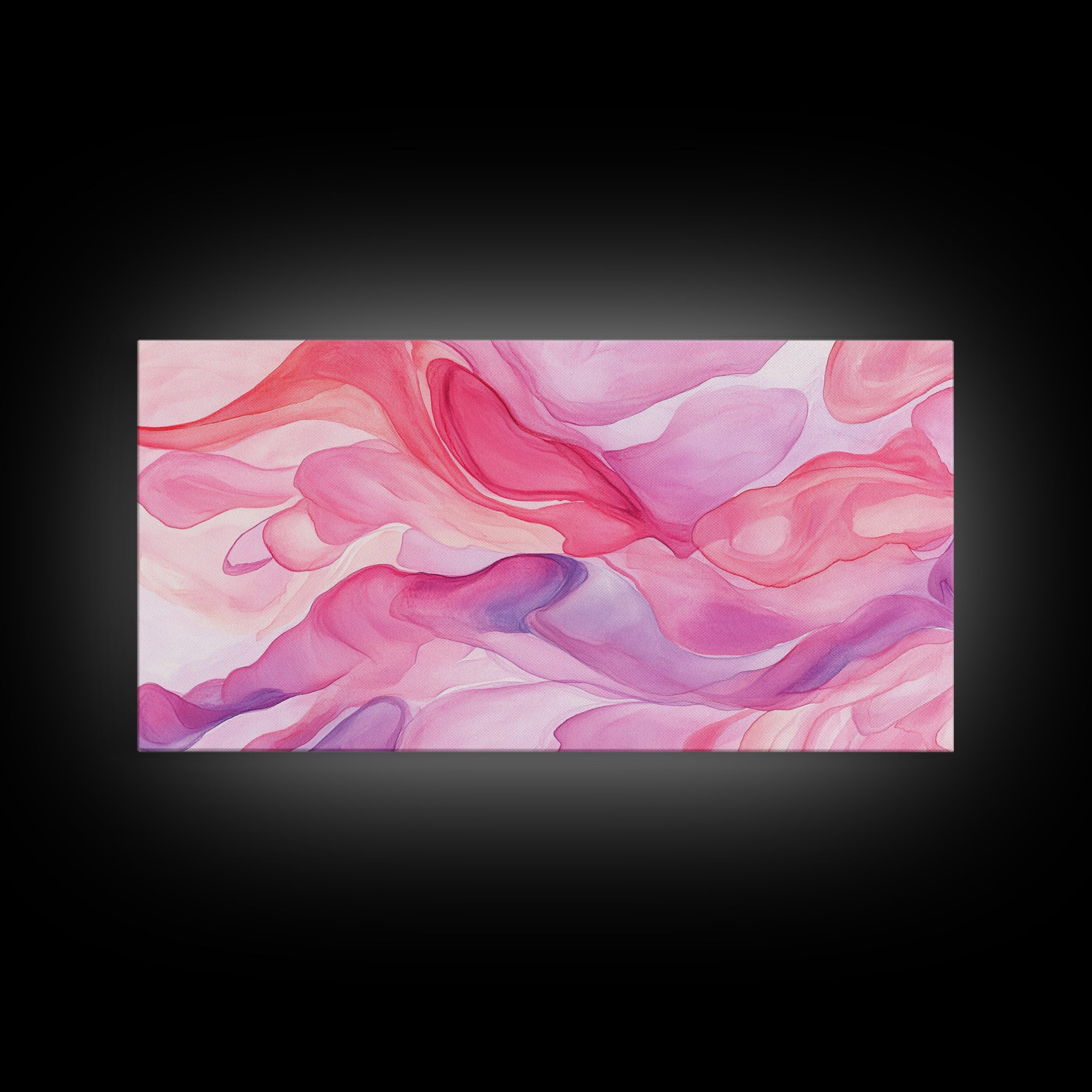 Pink Abstract Flowing Design Canvas Print, Whimsical Minimalist Light Pink Wall Art, Dorm Room Bedroom Art Unique Gift Idea