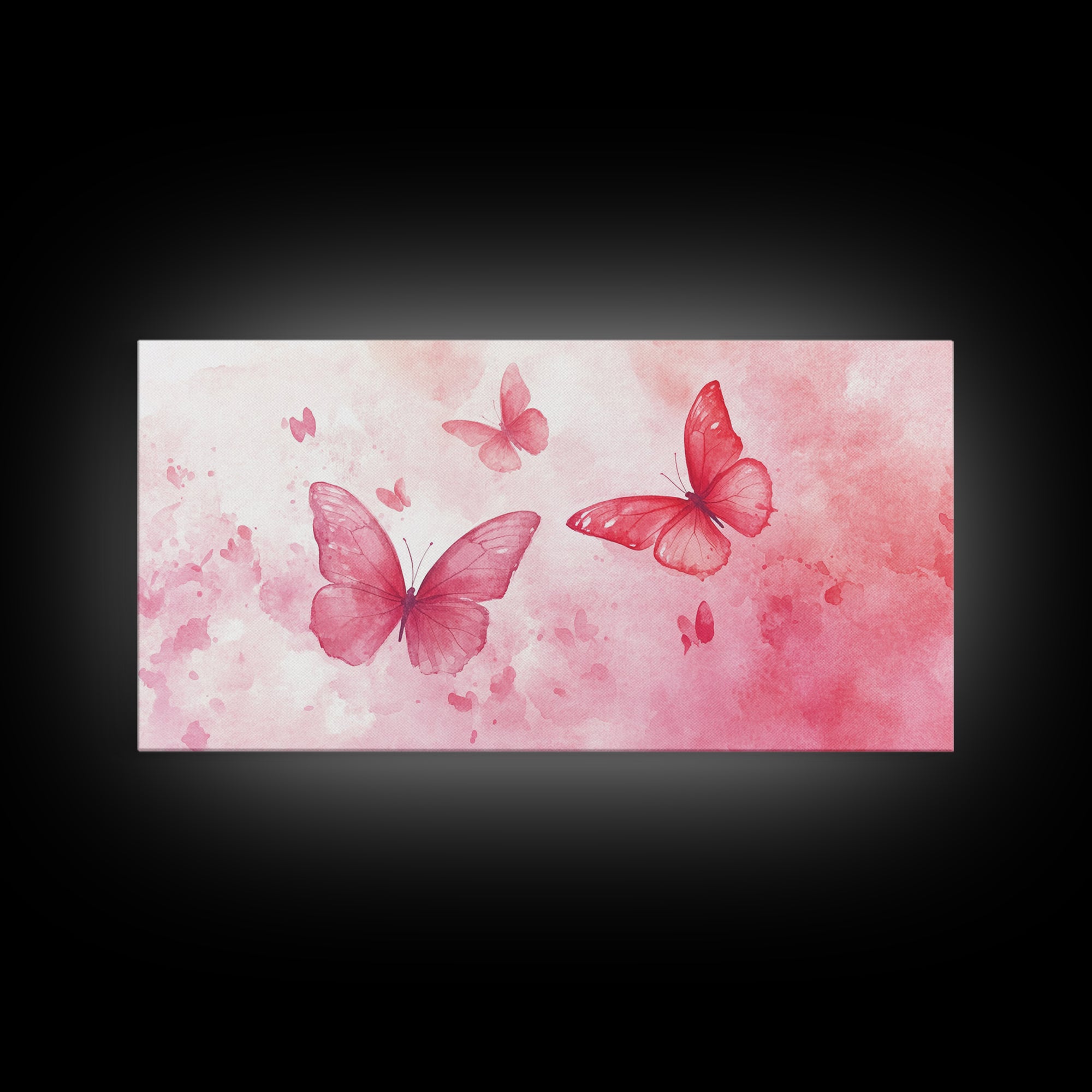 Pink Butterflies Canvas Print, Whimsical Art, Light Pink Wall Art, Feminine and Romantic Decor, Bedroom or Living Room Gift Idea