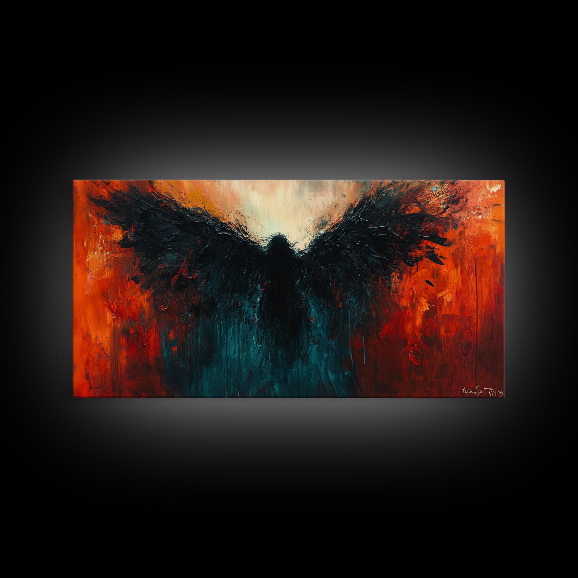 Phoenix Metal Inspired Framed Canvas Print with Bold Moody Art Stunning Southwest Wall Art for Bedroom or Living Room