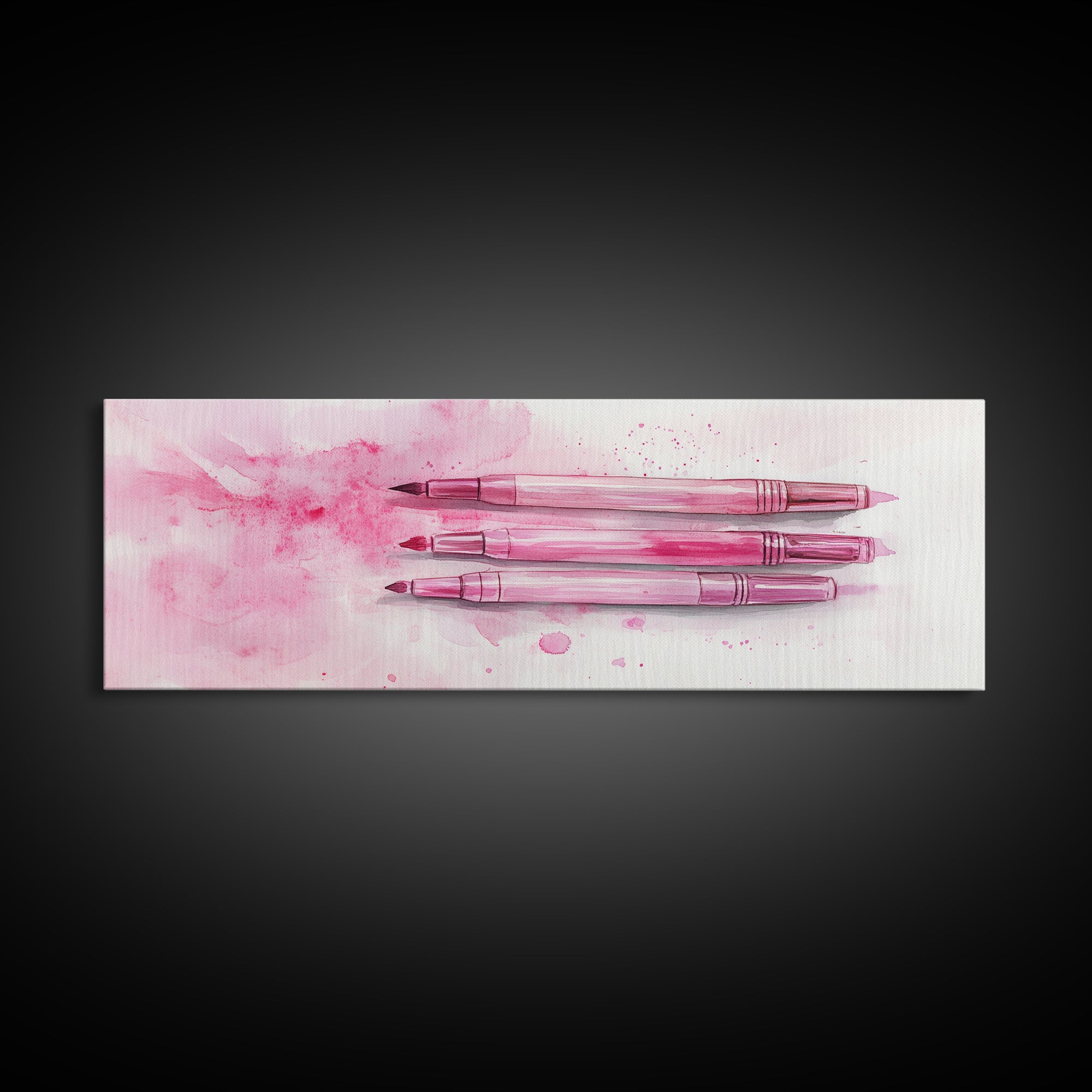 Pink Brushes Art Canvas Print with Geometric Design, Light Pink Wall Art Perfect Above Sofa or Dorm Room, Wabi Sabi Inspired Decor