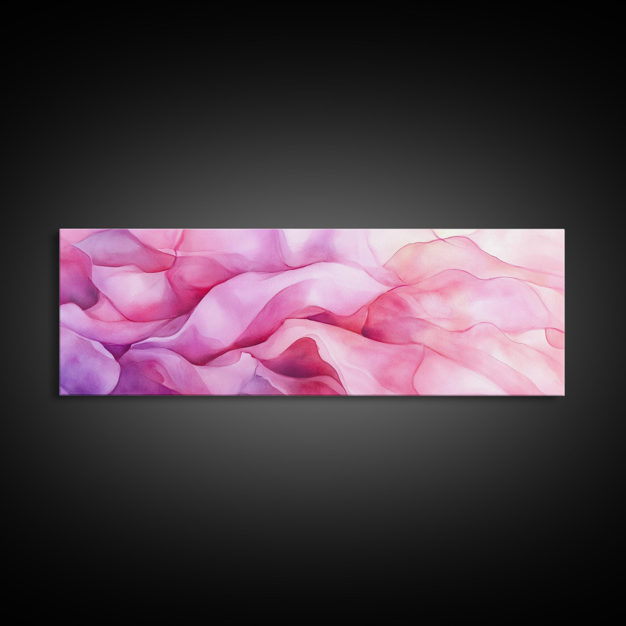 Pink Abstract Wave Canvas Print Bedroom Wall Art Horizontal Light Pink Wall Art Feminine Decor Minimalist Above Sofa Framed Art