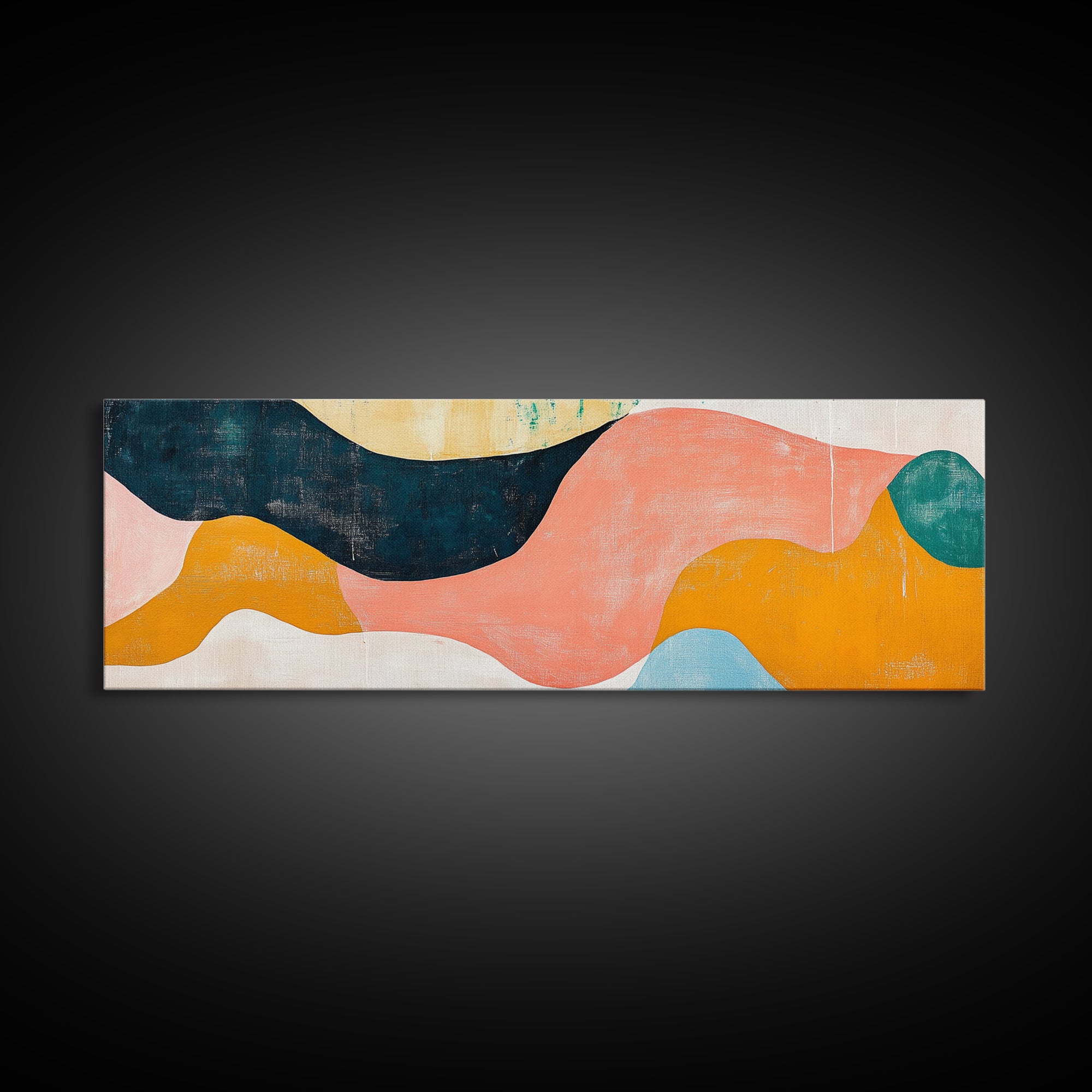 Coastal Abstract Framed Canvas Print Nautical Painting Coastal Landscape Artwork Seascape Wall Art Living Room Ocean Horizontal Decor