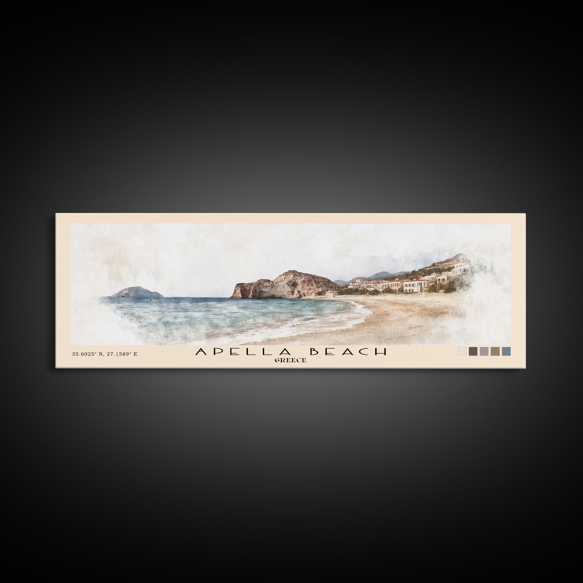 Apella Beach, Greece Watercolor Print, Vacation Gift, Greece Wall Art, Beach Painting, Beach Decor, Beach Or Lakehouse Art