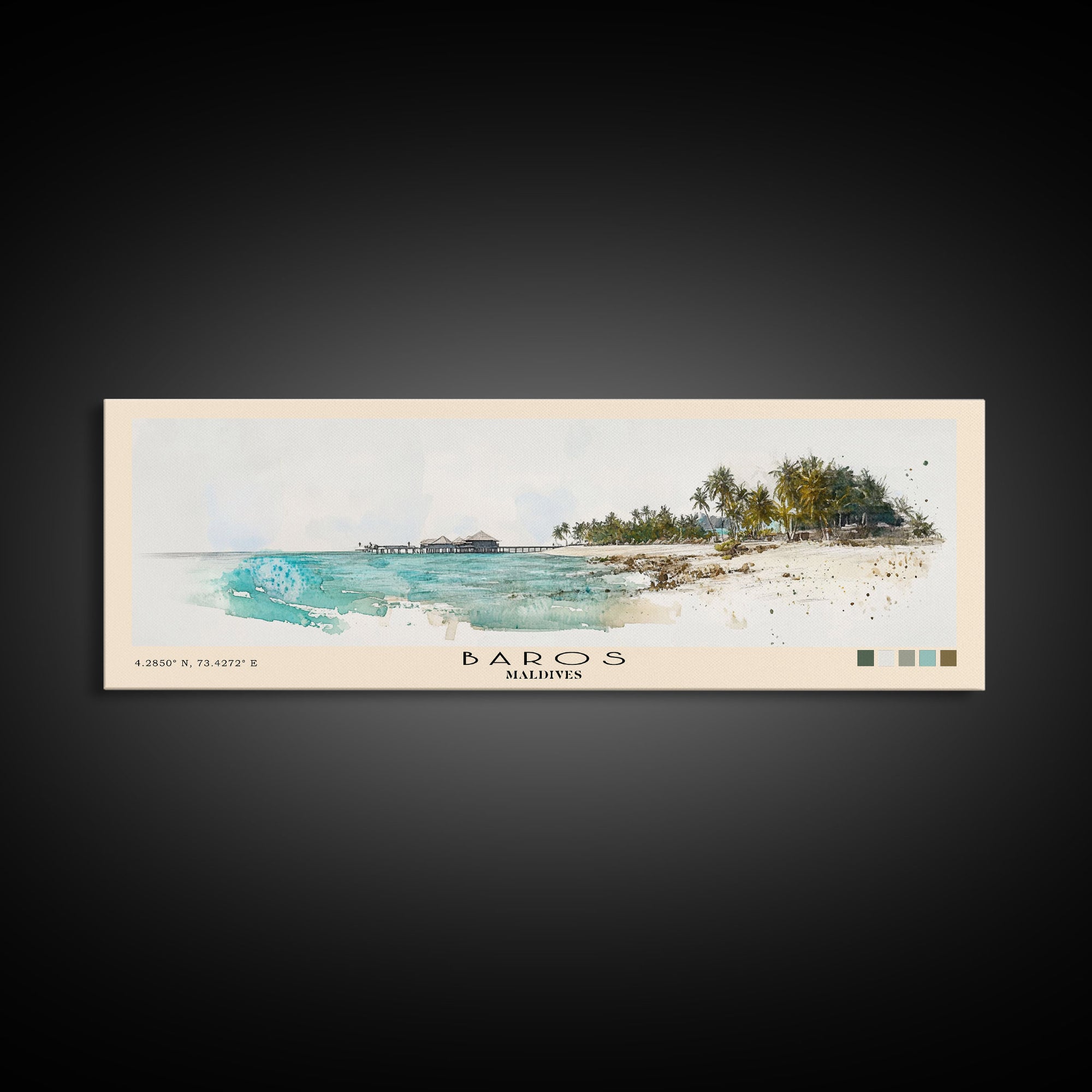 Baros, Maldives Watercolor Print, Vacation Gift, Maldives Wall Art, Vacation Wall Art, Vacatation Memories, Beach Decor, Beach Or Lakehouse Art