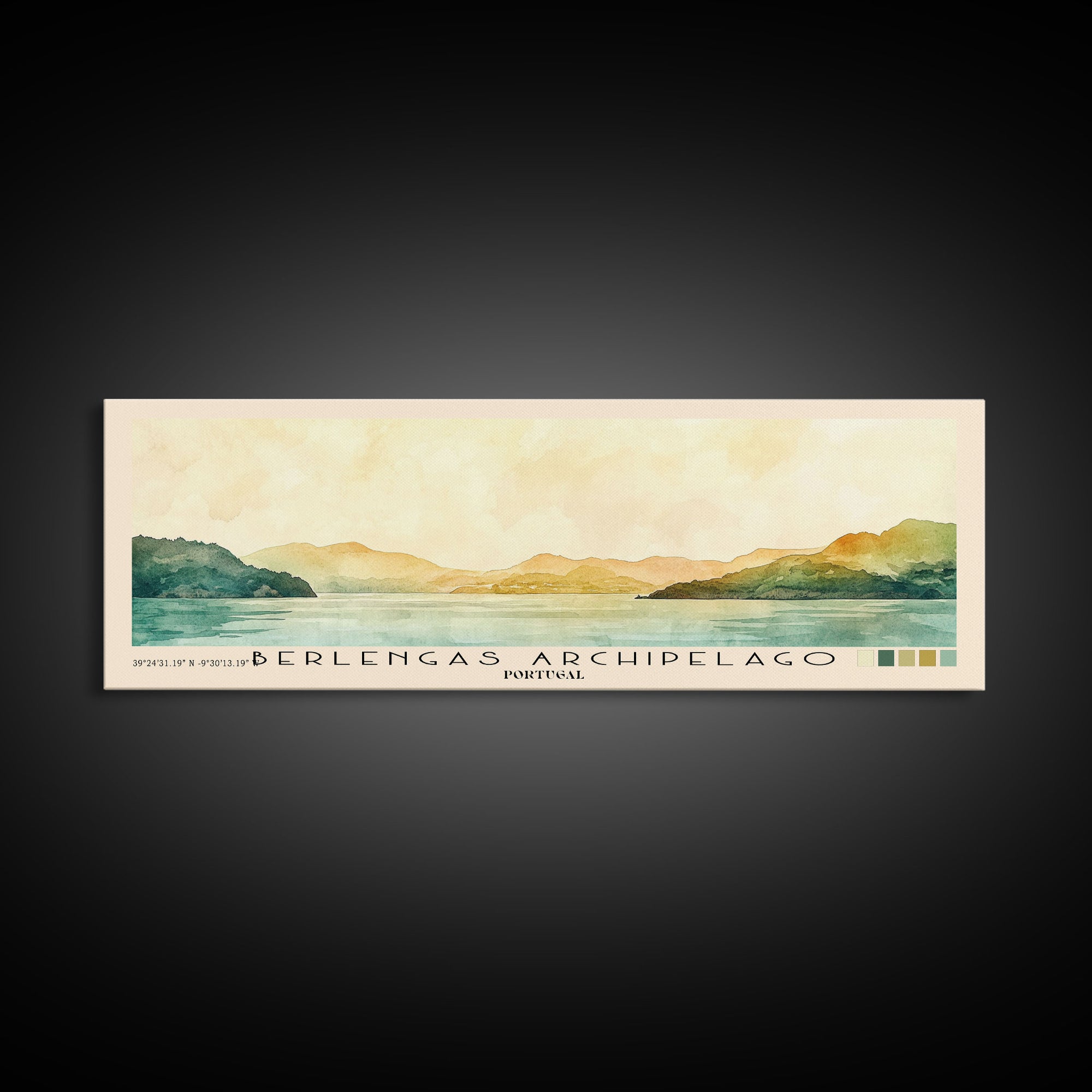 Berlengas Archipelago, Portugal Watercolor Print, Vacation Gift, Portugal Wall Art, Beach Painting, Beach Decor, Large Wall Art, Wood Frame Art