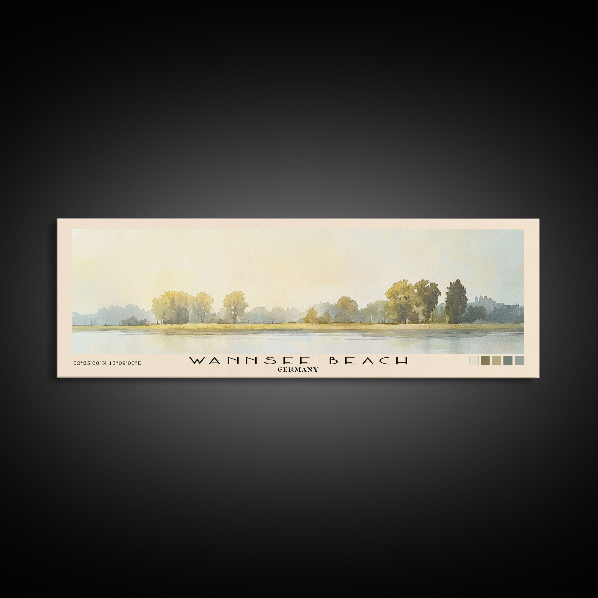 Wannsee Beach, Germany Watercolor Print, Vacation Gift, Germany Wall Art, Beach Painting, Beach Decor, Beach Or Lakehouse Art