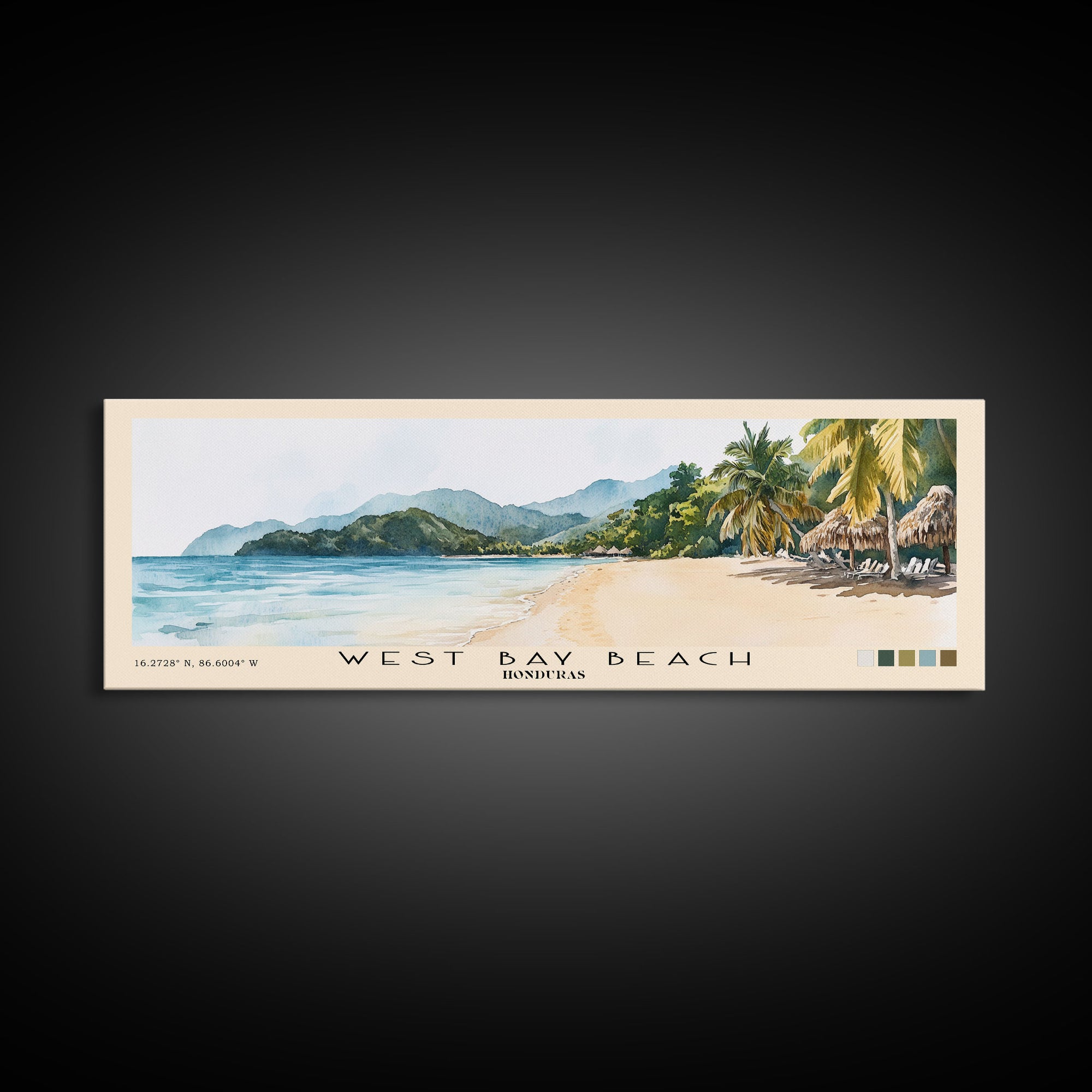 West Bay Beach, Honduras Watercolor Print, Vacation Gift, Honduras Wall Art, Vacation Wall Art, Vacatation Memories, Beach Decor, Beach Or Lakehouse Art