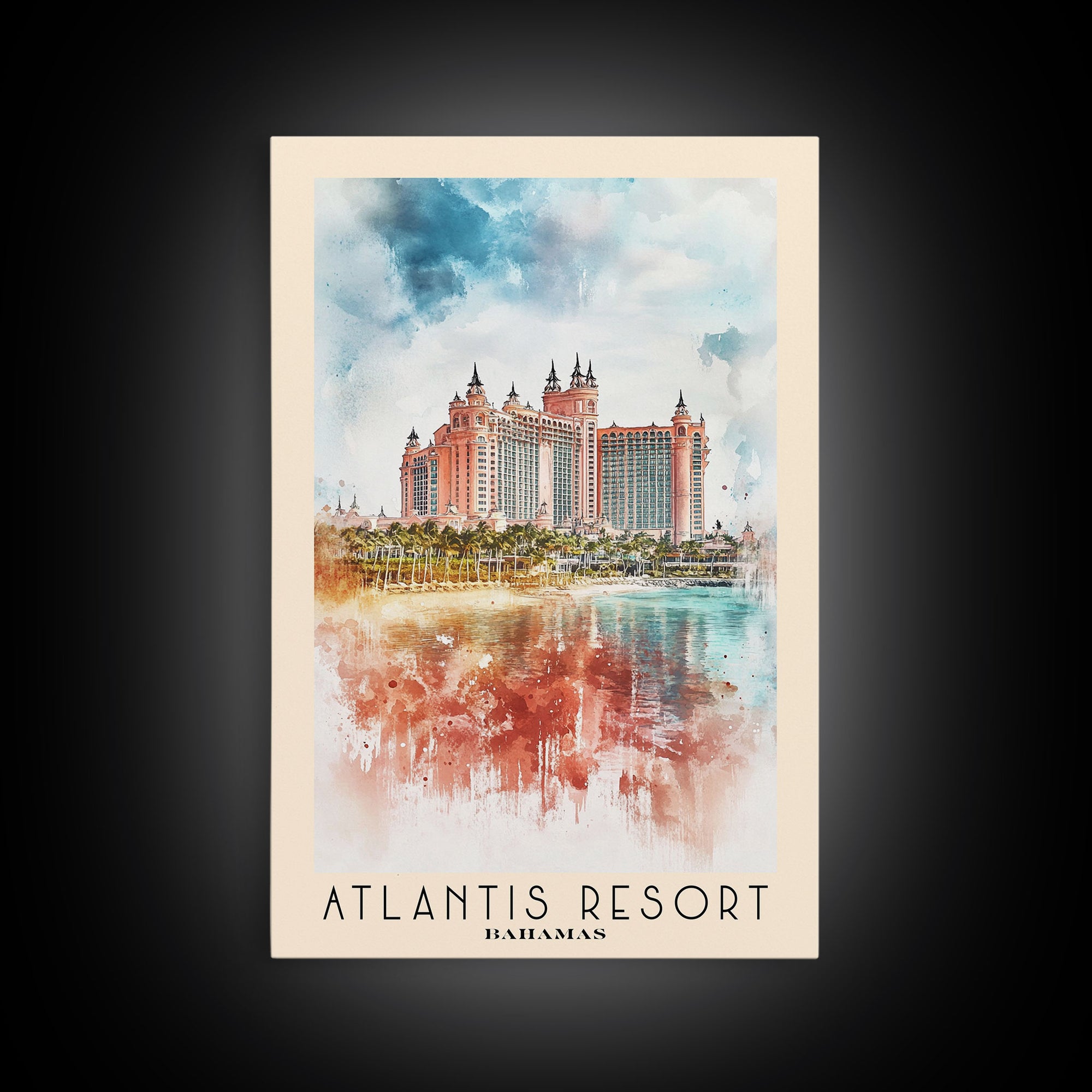 Atlantis Resort, Bahamas Watercolor Print, Vacation Gift, Bahamas Wall Art, Beach Painting, Beach Decor, Beach Or Lakehouse Art