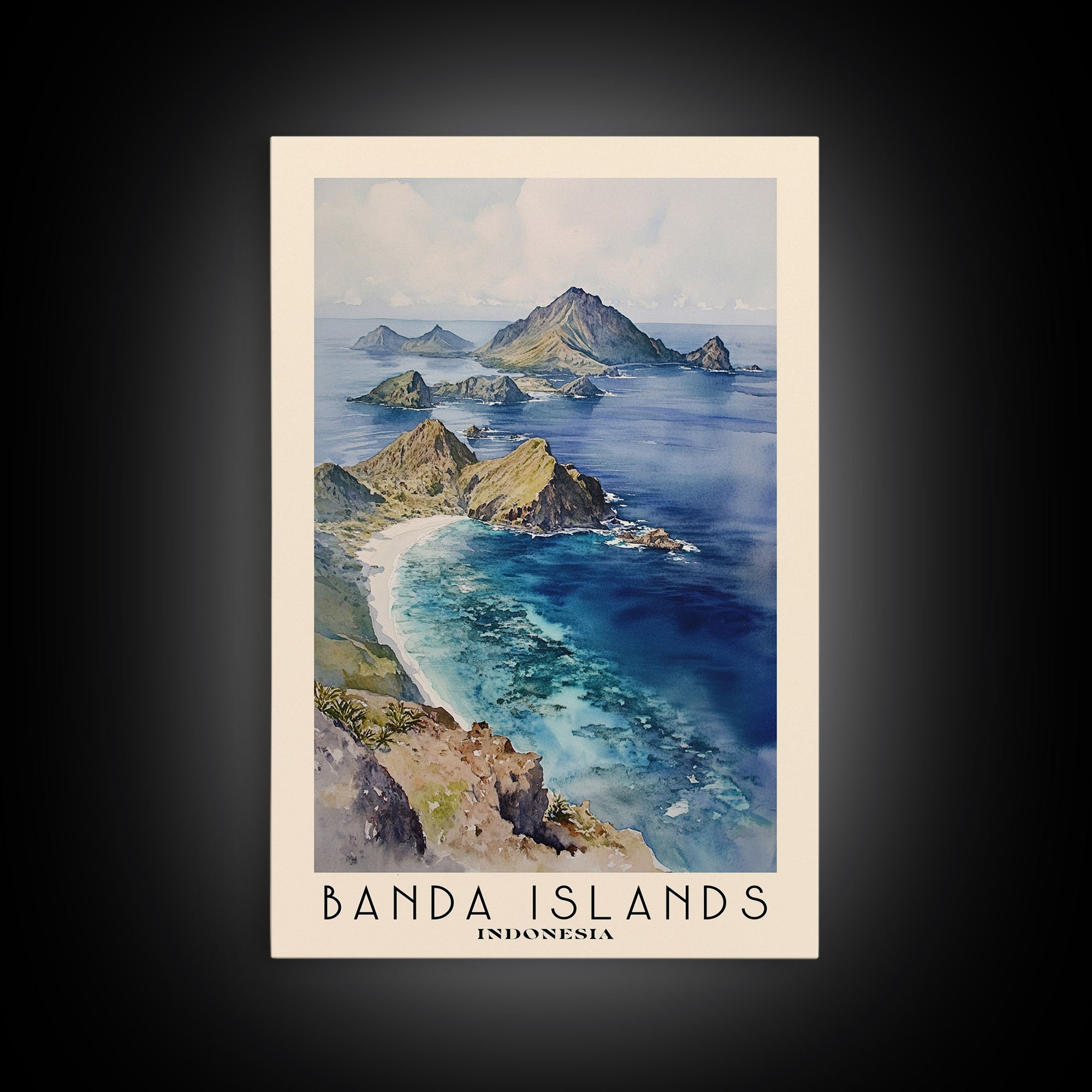 Banda Islands, Indonesia Watercolor Print, Vacation Gift, Indonesia Wall Art, Beach Painting, Beach Decor, Beach Or Lakehouse Art