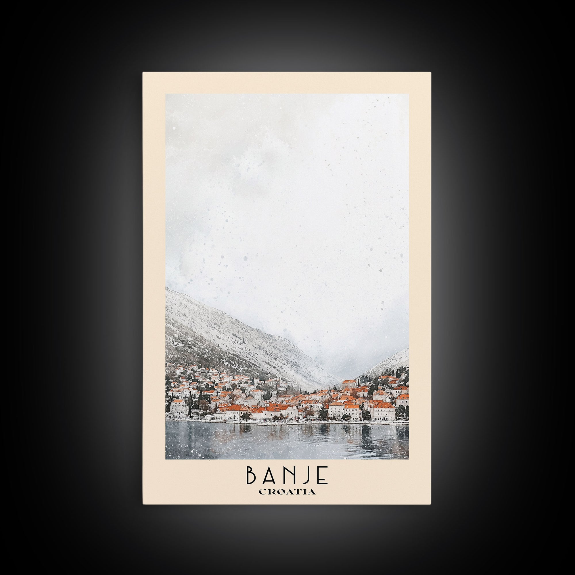 Banje, Croatia Watercolor Print, Vacation Gift, Croatia Wall Art, Beach Painting, Beach Decor, Large Wall Art, Wood Frame Art