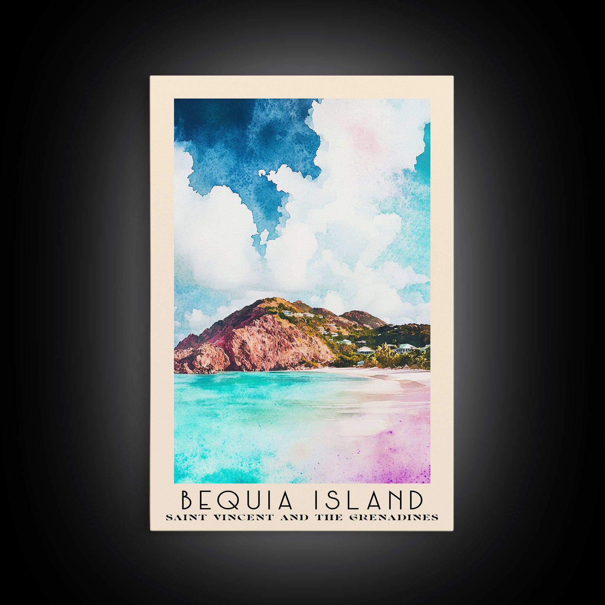 Bequia Island, Saint Vincent and the Grenadines Watercolor Beach Print, Vacation Gift, Saint Vincent and the Grenadines Wall Art, Beach Painting, Beach Decor, Beach Painting
